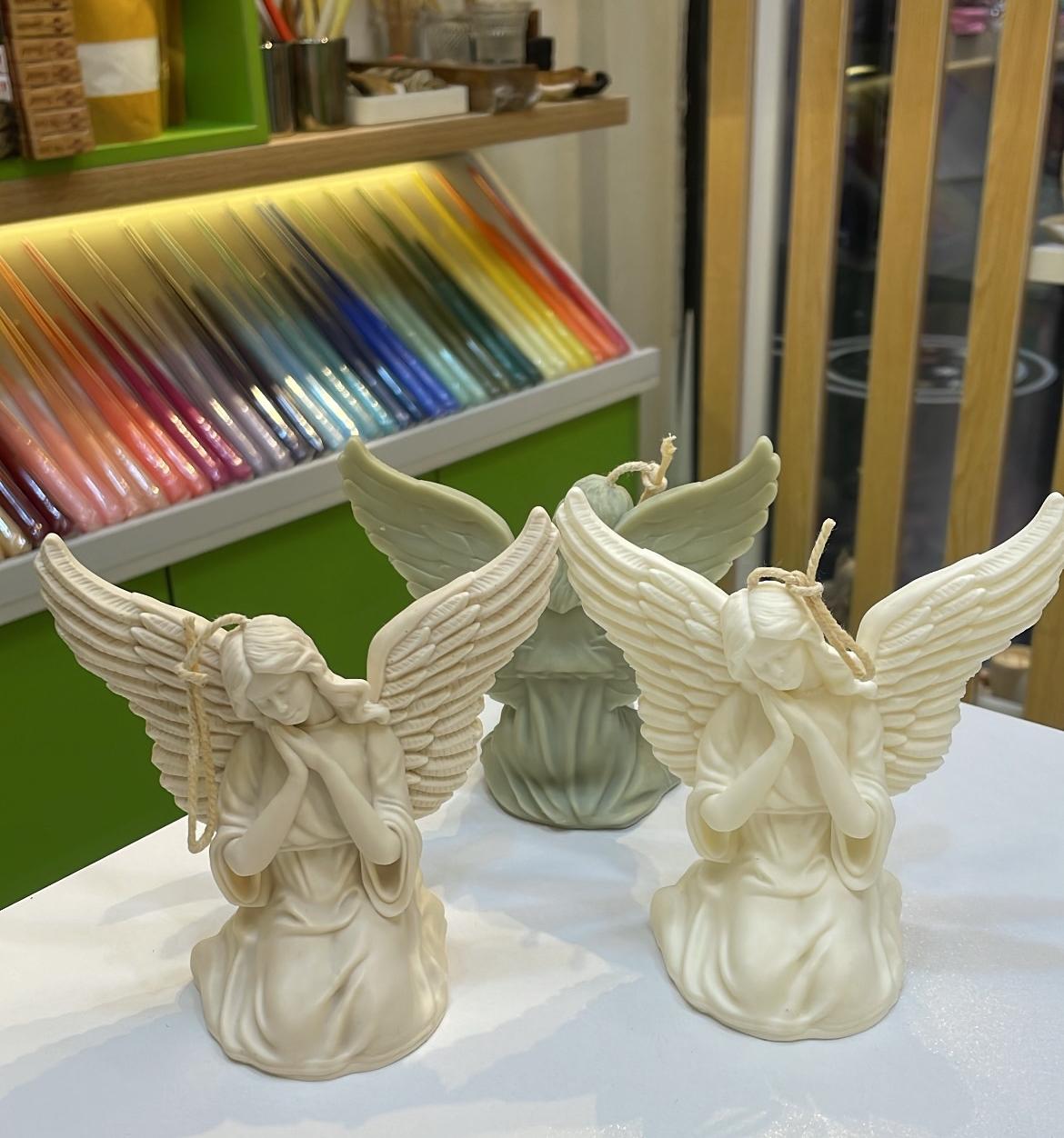 Dekoratif Mum Kanatlı Melek Açık Kahve Candle