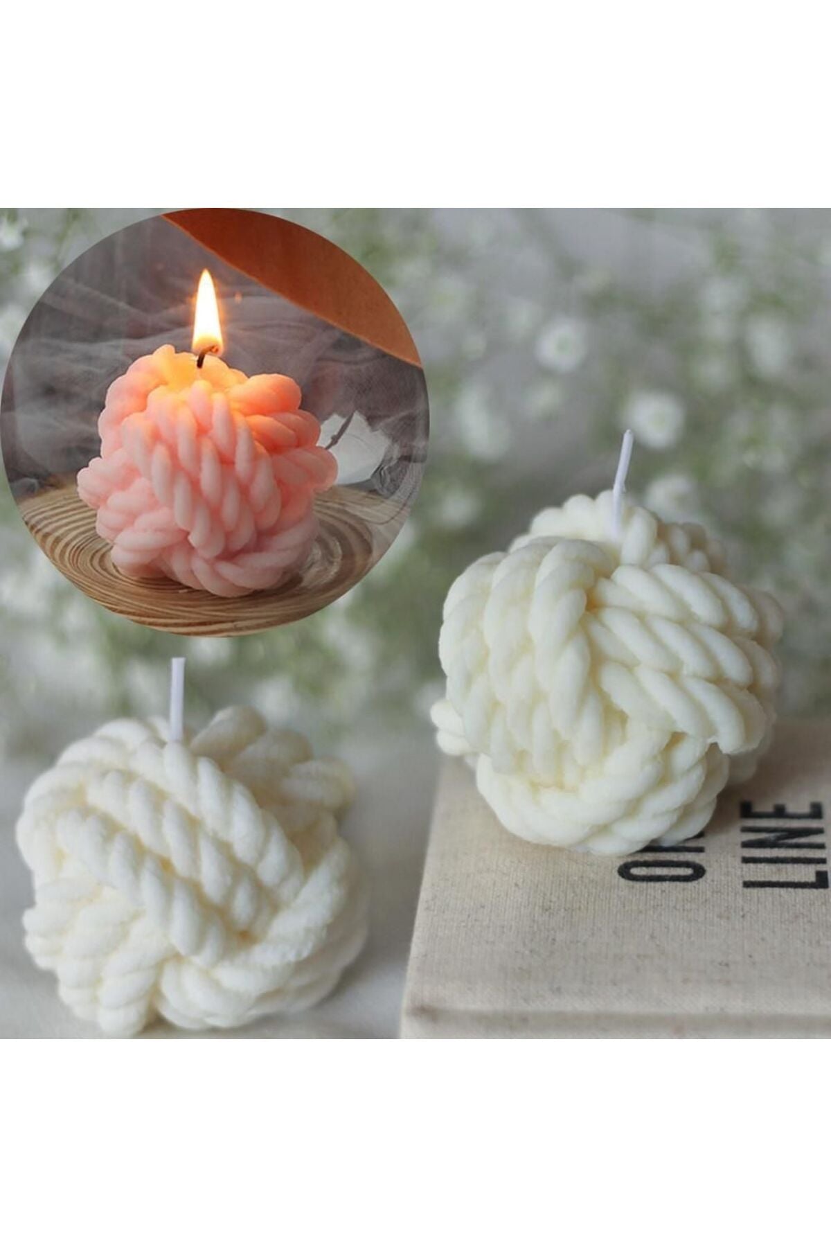 Dekoratif Beyaz Renk Yün modeli mum Tekli Mum