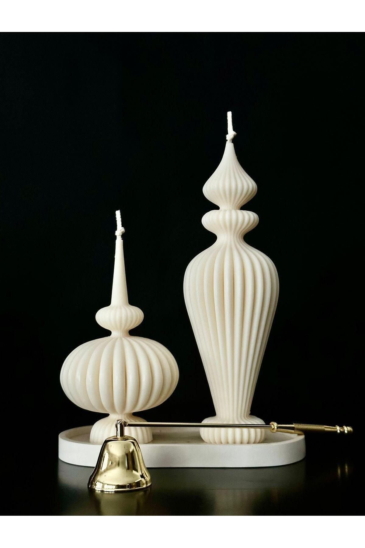 Marako Model Vazo Beyaz Renk Dekoratif Mum Candle