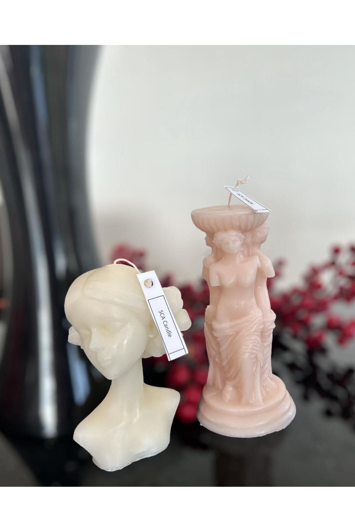 Dekoratif Kadın Mum Luks Mum Beyaz Renk Tekli Mum