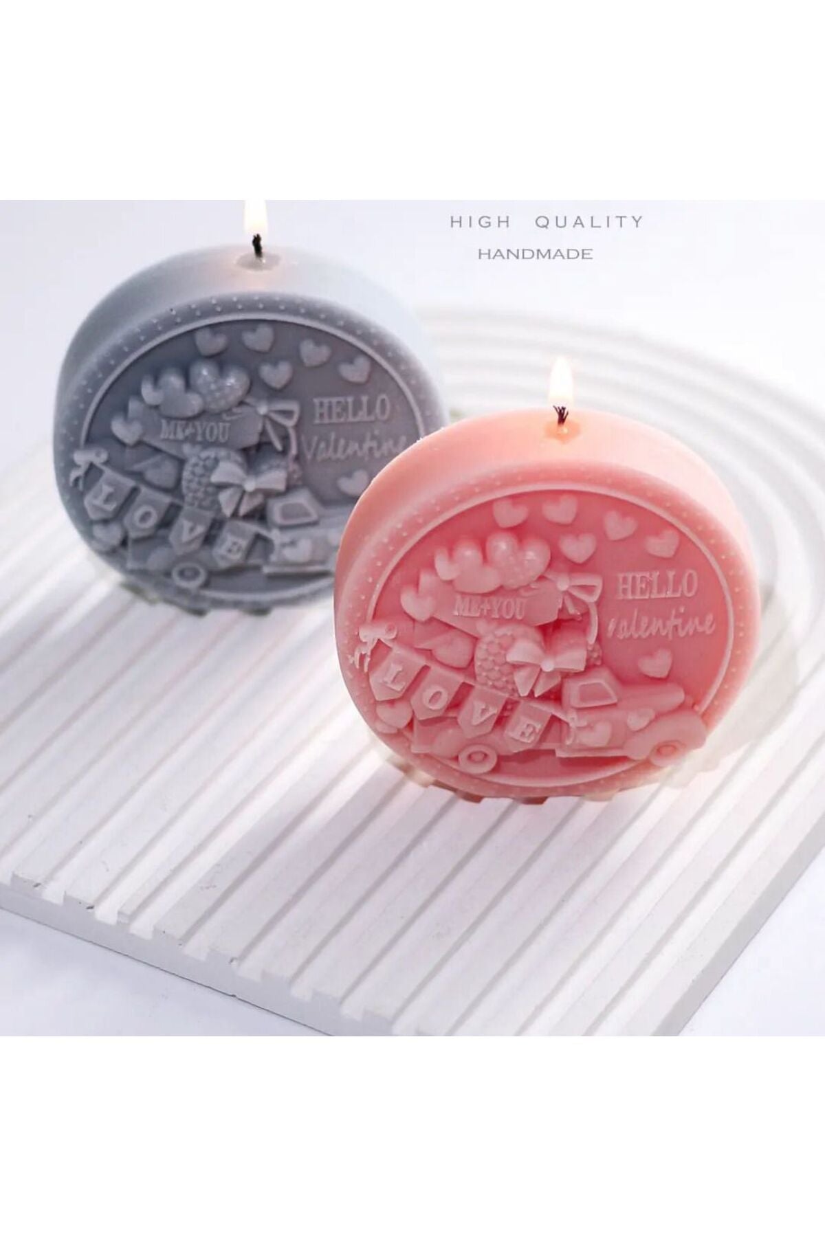 Aşk Sevgililere Özel Sevgi Dekoratif Pembe Mum Candle