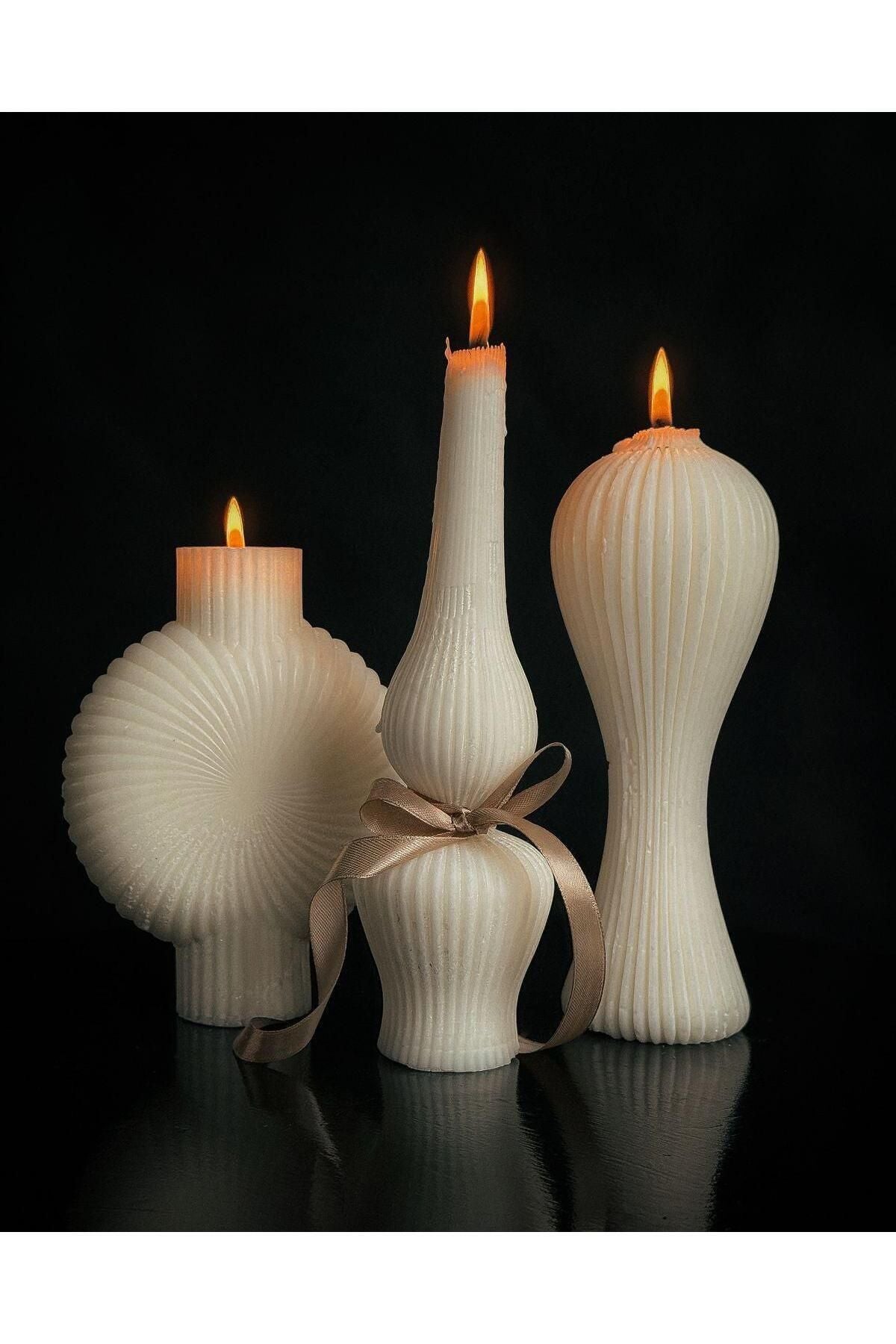 Luks Dekoratif Beyaz Renk Mum candle