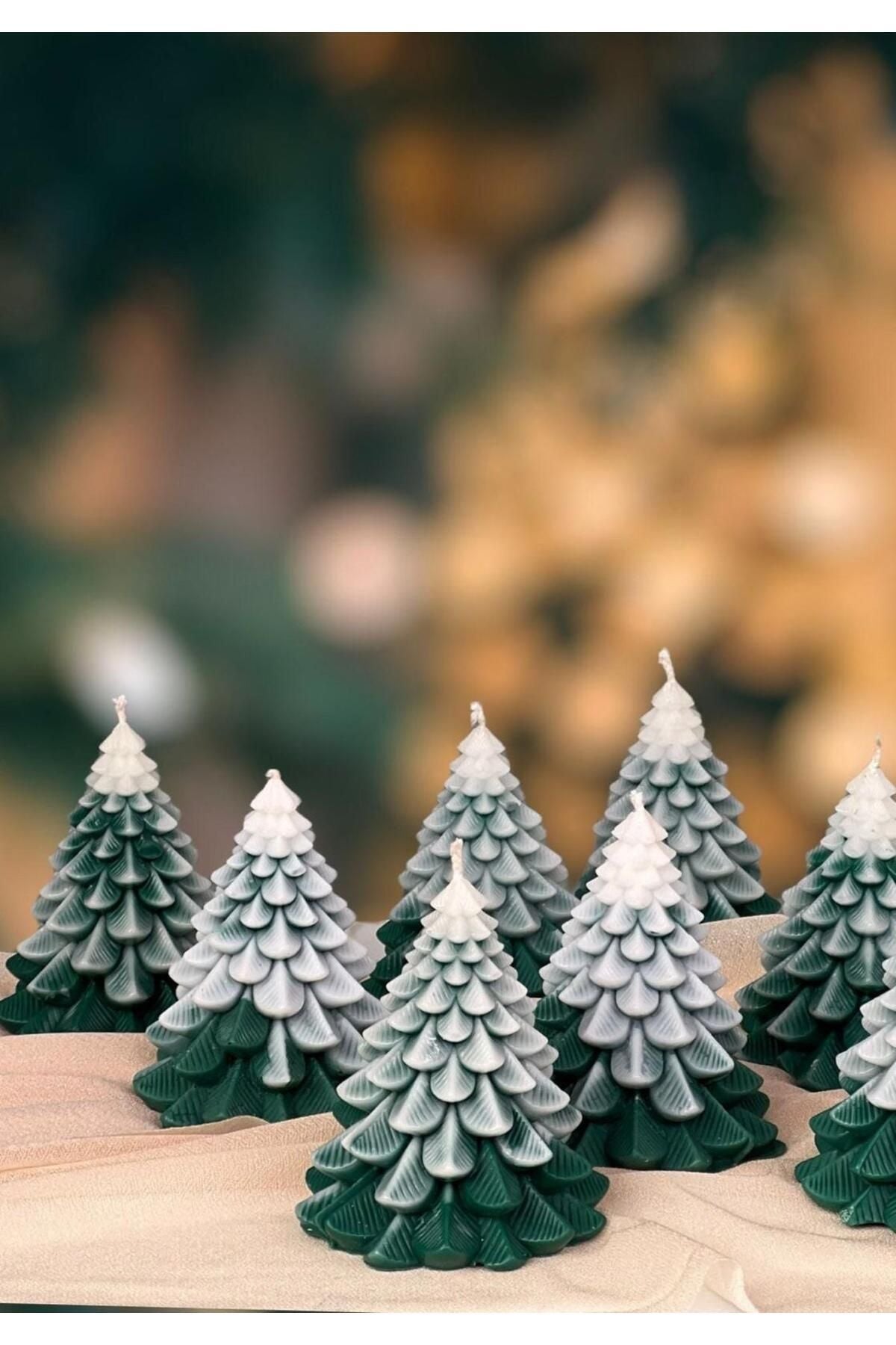 Çam Ağacı Yeniyıl Krismas Yeni Yıl Yeşil Renk Dekoratif Mum