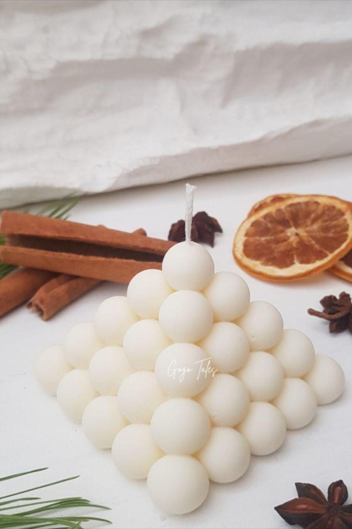 Toplu Üçgen modeli Beyaz Renk Dekoratif Mum Candle