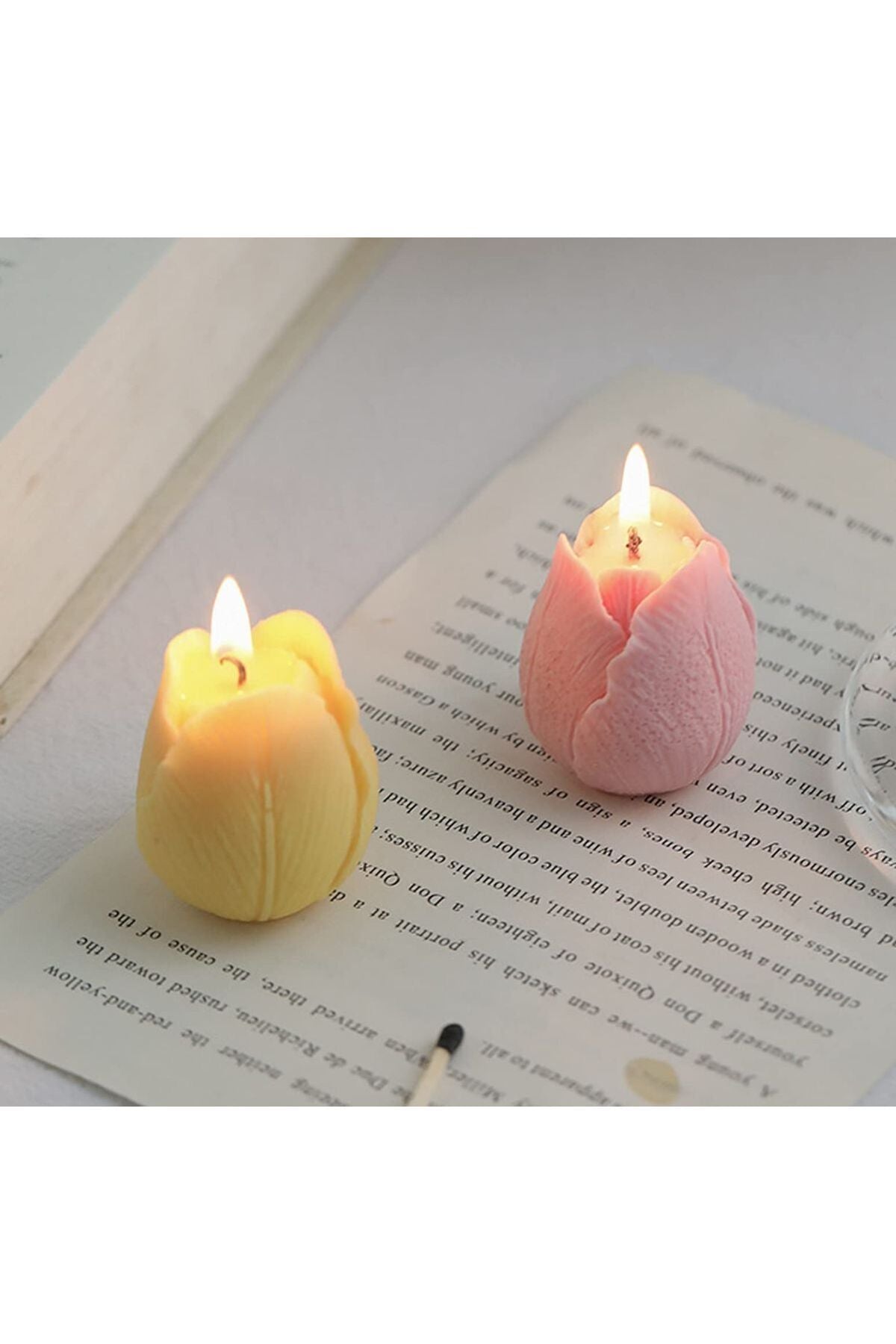 Gonca Gül 5'li Açık Pembe Renk Dekoratif Mum