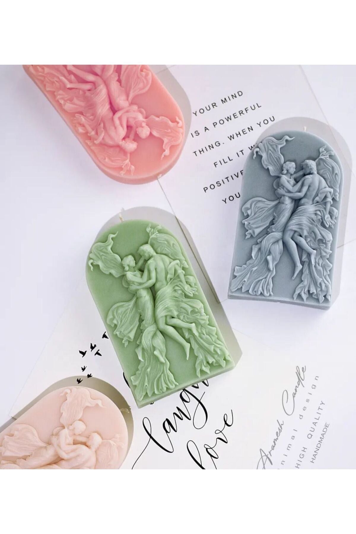 Romeo &juliet Model Adem Havva Model Yeşil Renk Dekoratif Mum Candle
