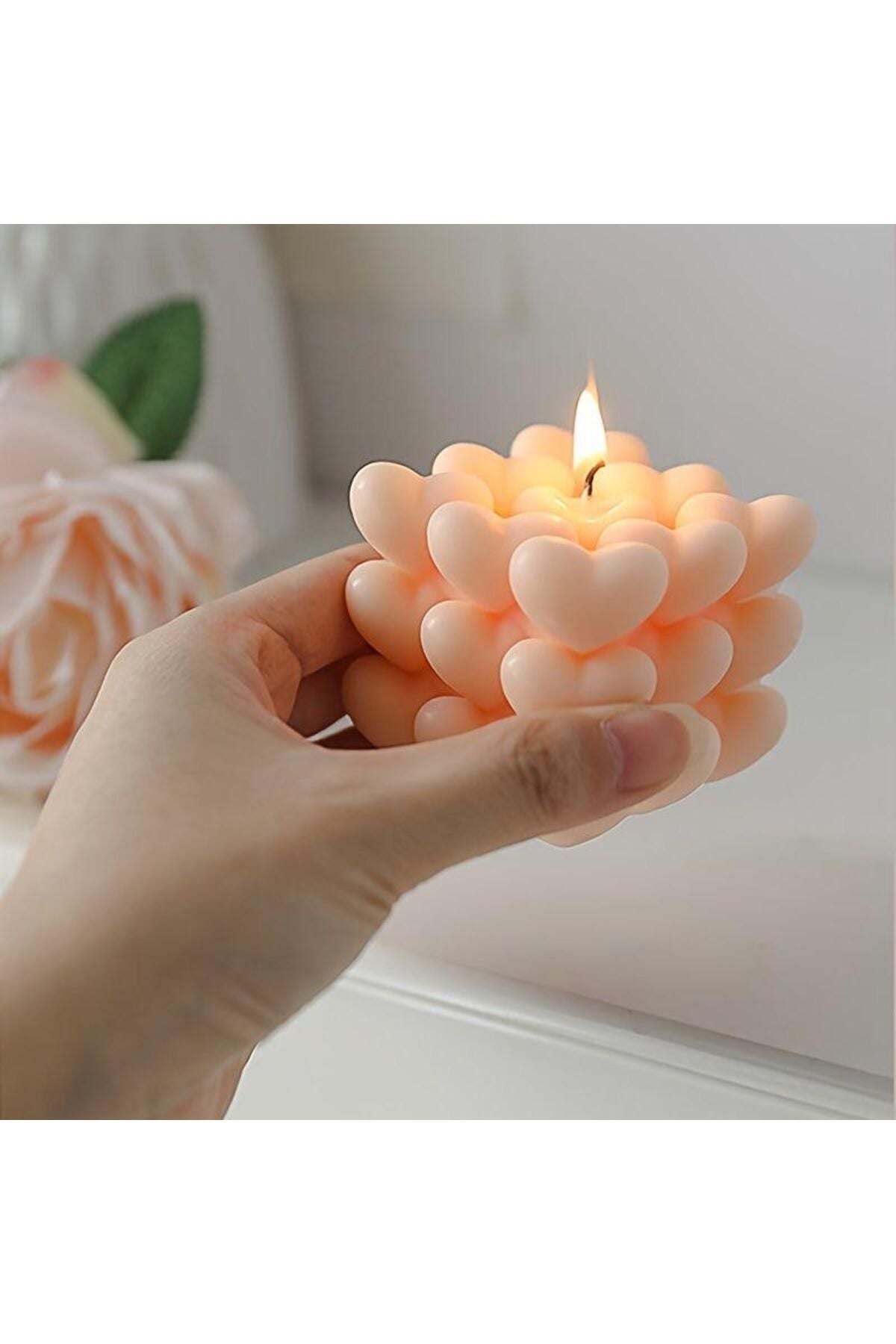 Kalp Mum Sevgili Gününe Özel Beyaz Renk Tekli Sevgiler Mum