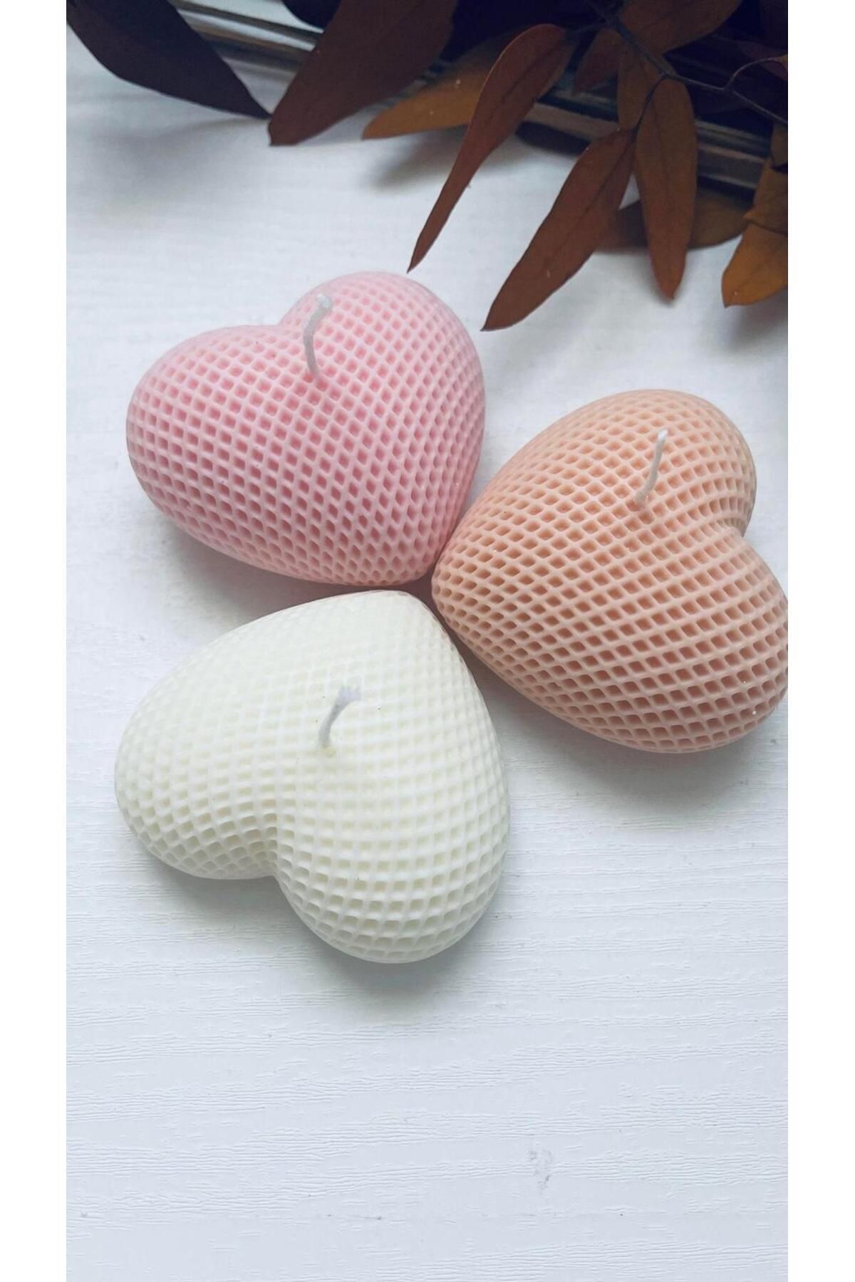 Kahve Renk Kalp Desenli Tekli Mum