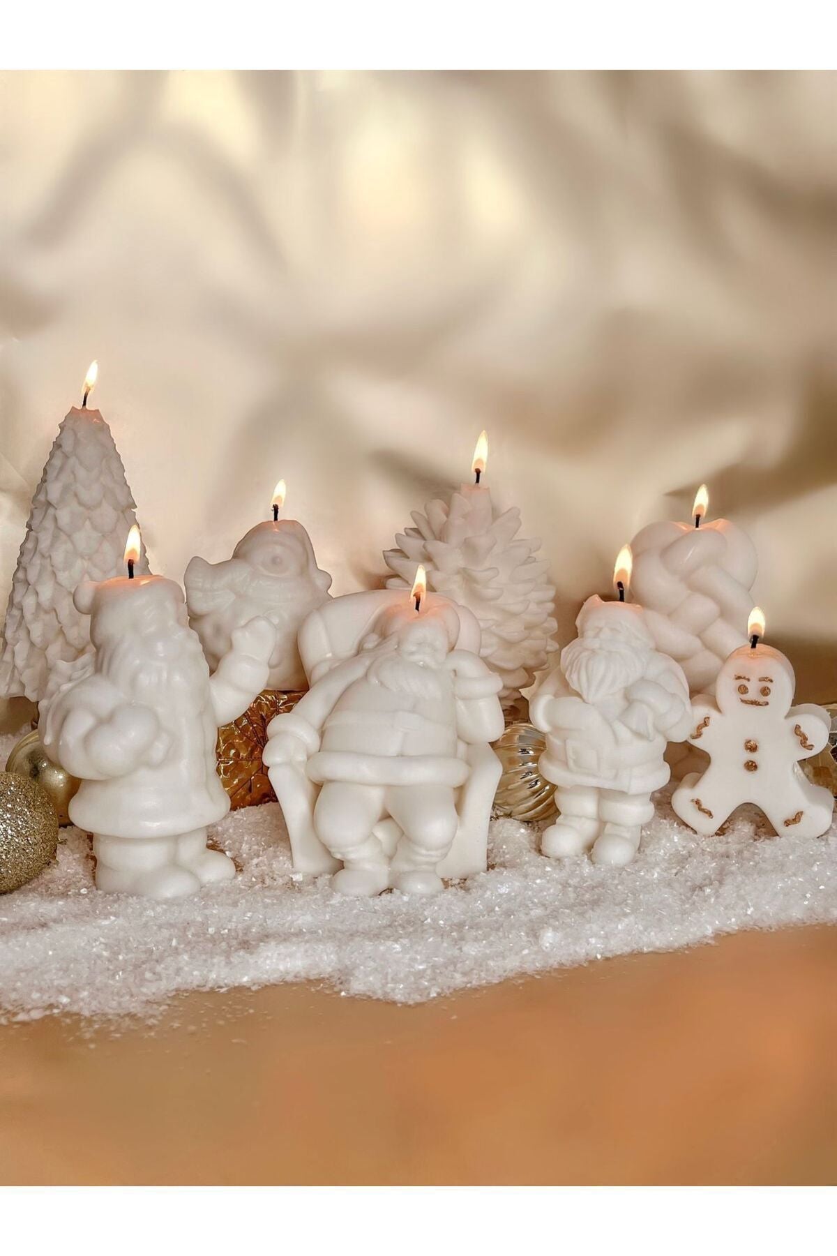 Noel Baba Yeniyıl Yılbaşı Chirismas Beyaz Renk Dekoratif Mum