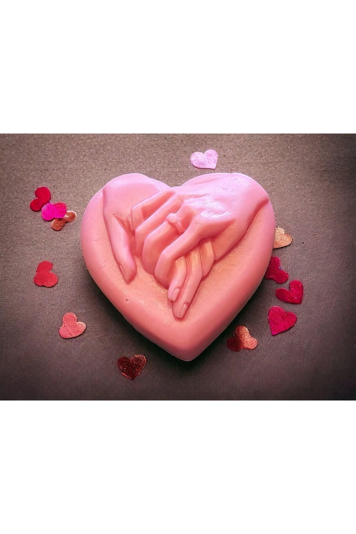 Sevgi Aşk El Mum Desenli Beyaz Renk Luks Mum Tekli Mum