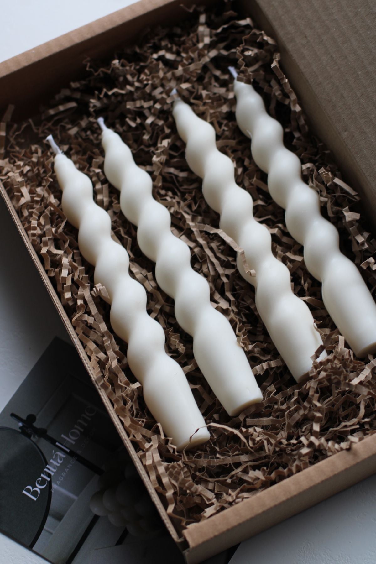 Şamdanlık Burgu Mum Ikili Beyaz Renk