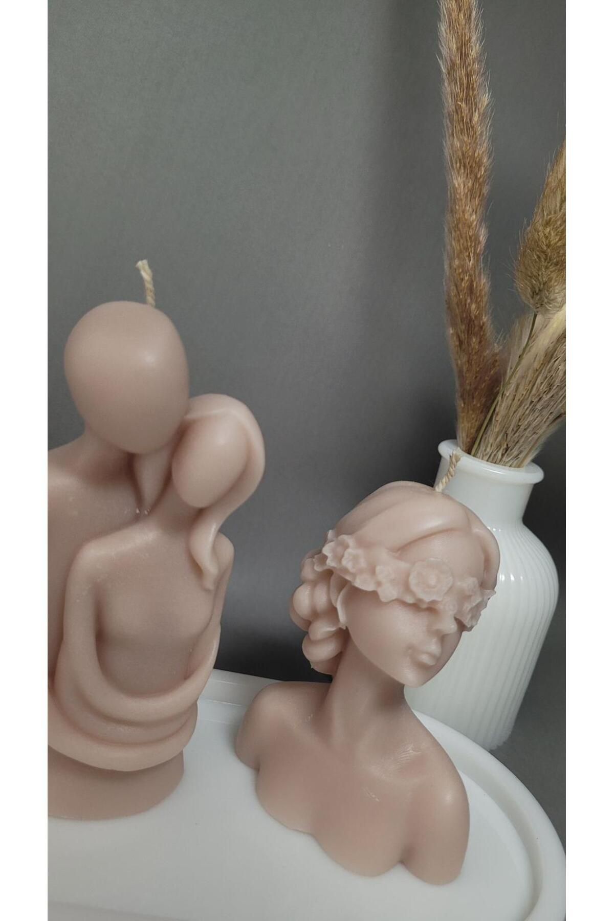 Dekoratif Kadın mum Kahve Renk