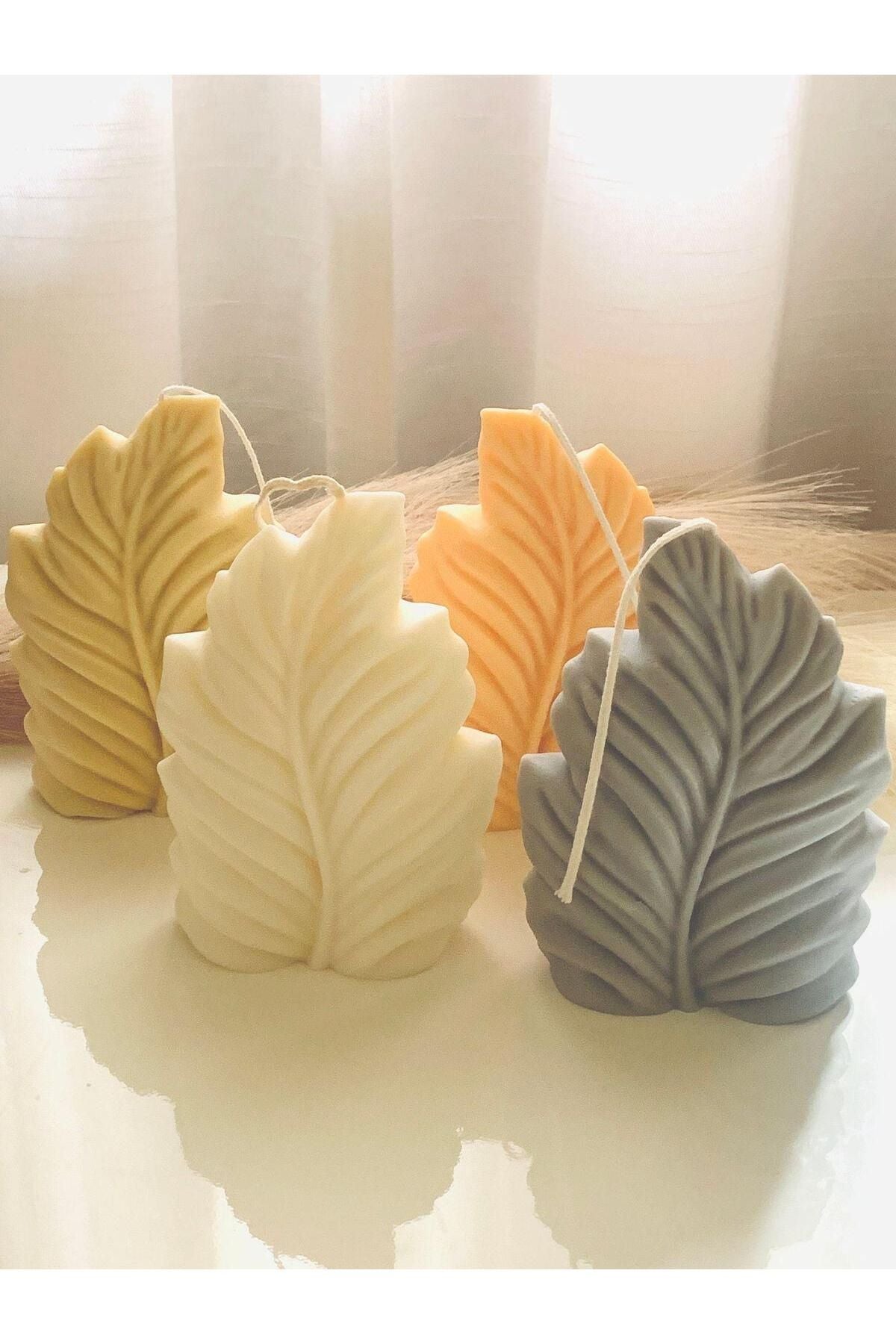 Dekoratif Yelpaze Palm Candle Beyaz Renk Luks Mum Tekli Mum