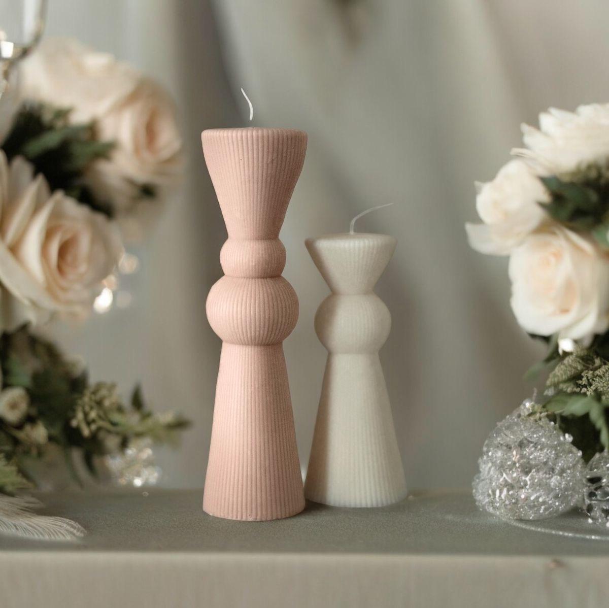 Dekoratif Mum Yuvarlak 2 parça Luks mum