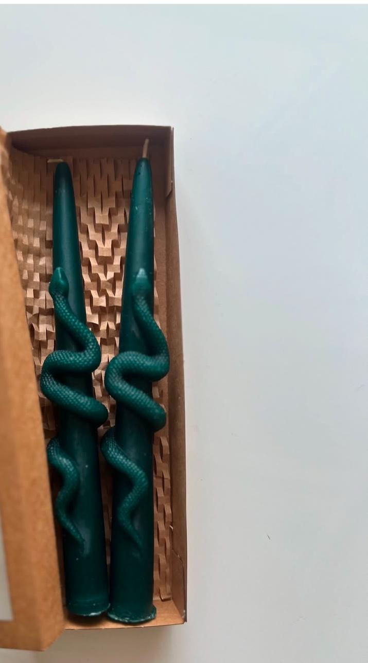 Dekoratif mum Yılan Mum Yeşil Renk 2 kili