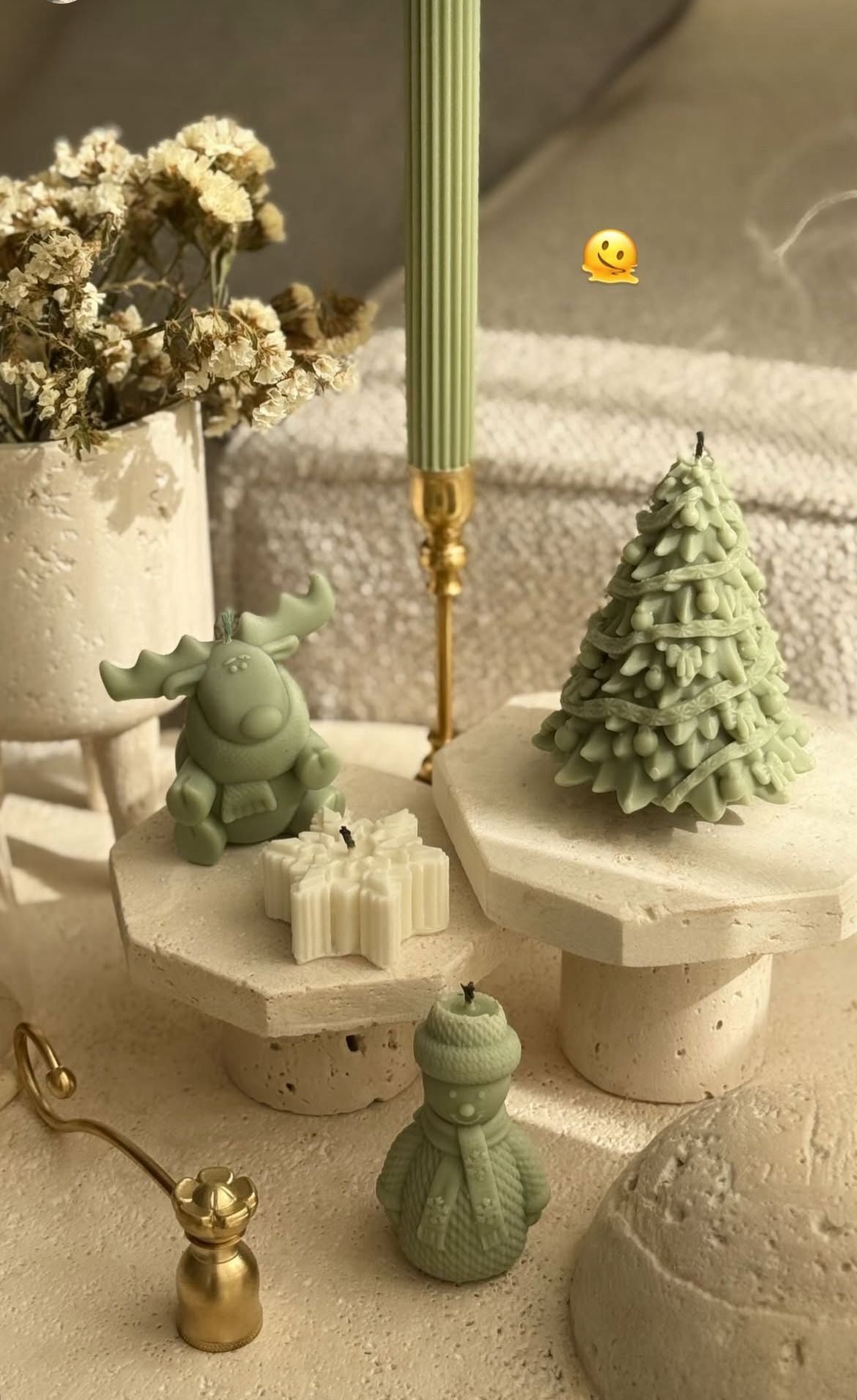 YeniYıl Çam Ağaç +Çizgili Şamdan Mum +Geyik +Kardan adam+Kartanesi Toplam 5 Parça