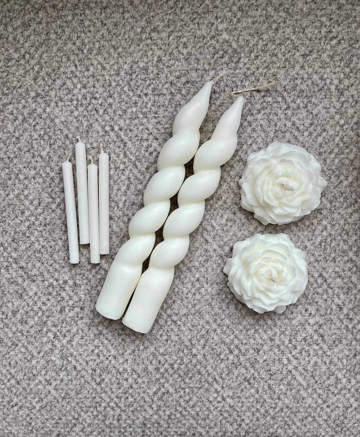 Dekoratif mum Burgu Mum +Duyum +4 Adet 15 Cm Şamdan mum +şakaik Toplam 9 Parça