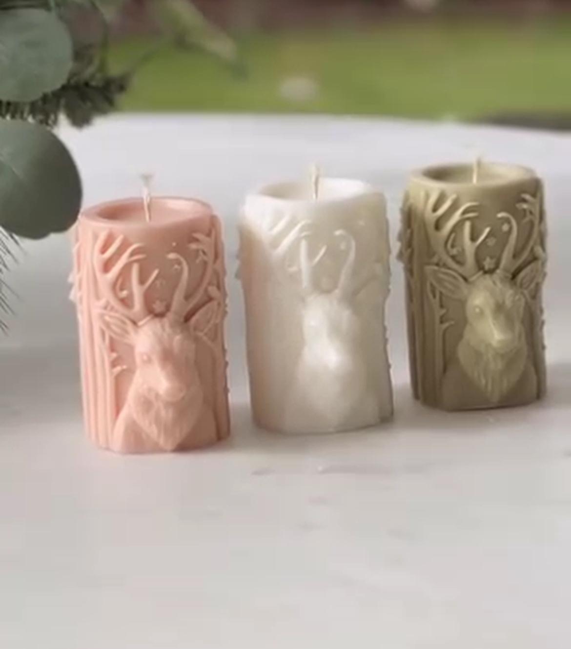 Dekoratif mum Geyik model Mum Tekli Pembe Renk tekli