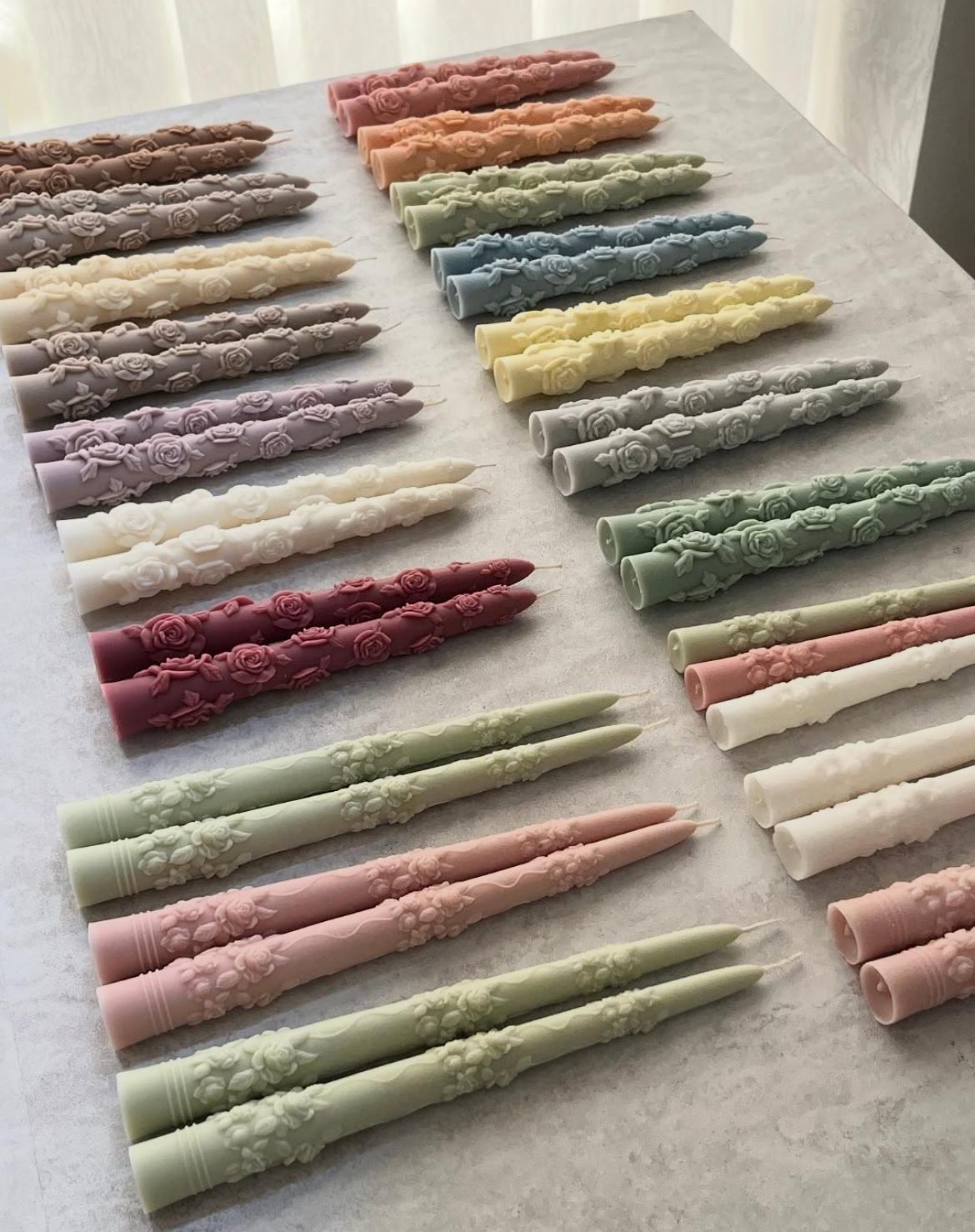 Dekoraitf mum Çiçek model Şamdan mum 2 kili Yeşil Renk