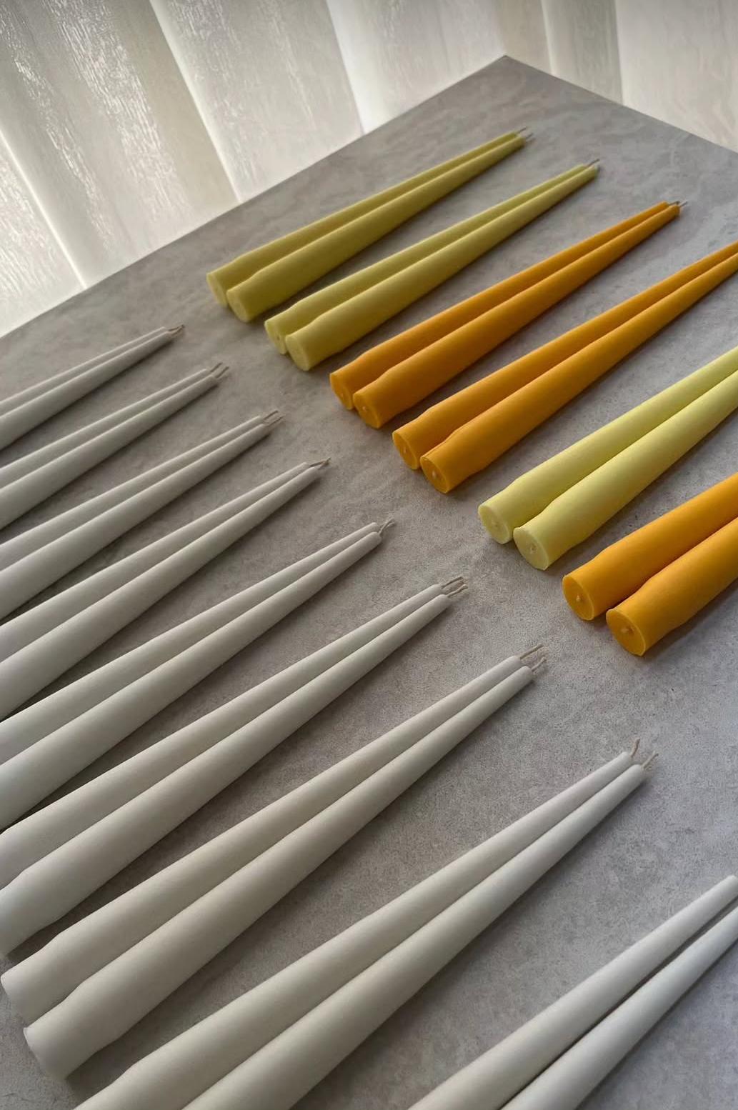 Dekoratif Mum şamdan Mum 25 Cm Sarı Renk 2 kili