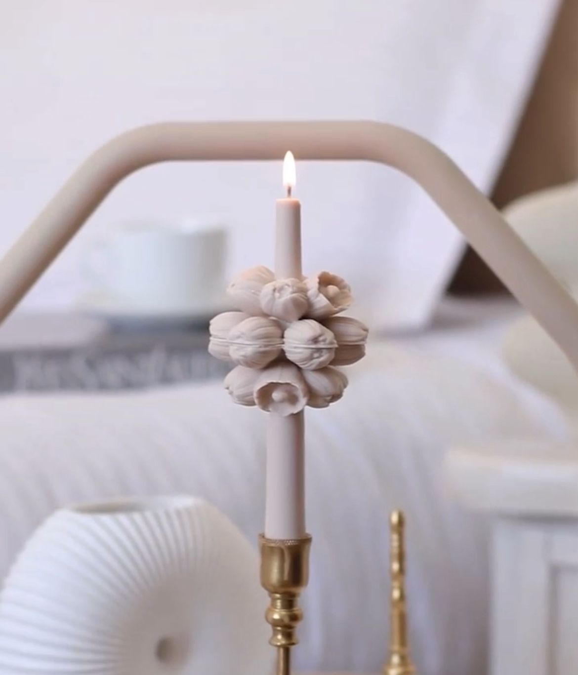 Dekoratif Mum Dekoratif Mum 25 Cm şamdanlık mum 2 adet +4 parça gül tolam 6 parça