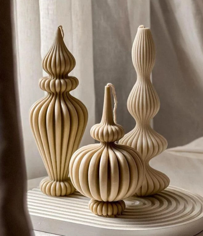 Dalgalı Marako model Kahve Renk Dekoratif Mum Candle