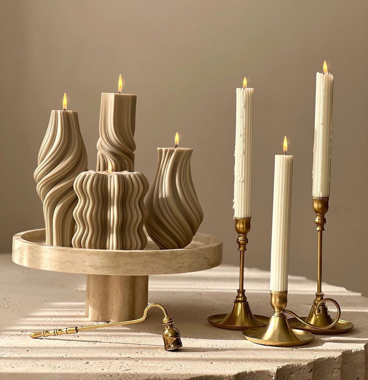 Vazo Kahve Renk Dekoratif Tekli Mum