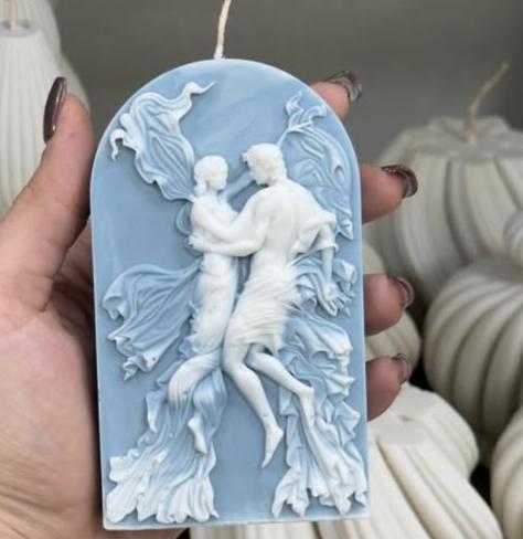 Romeo &juliet Model Adem Havva Model Mavi ve Beyaz Renk Dekoratif Mum