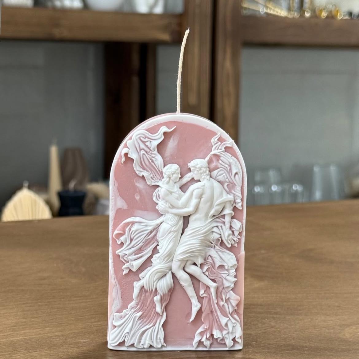 Romeo &juliet Model Adem Havva Model Özel Pembe ve Beyaz Renk Dekoratif Mum