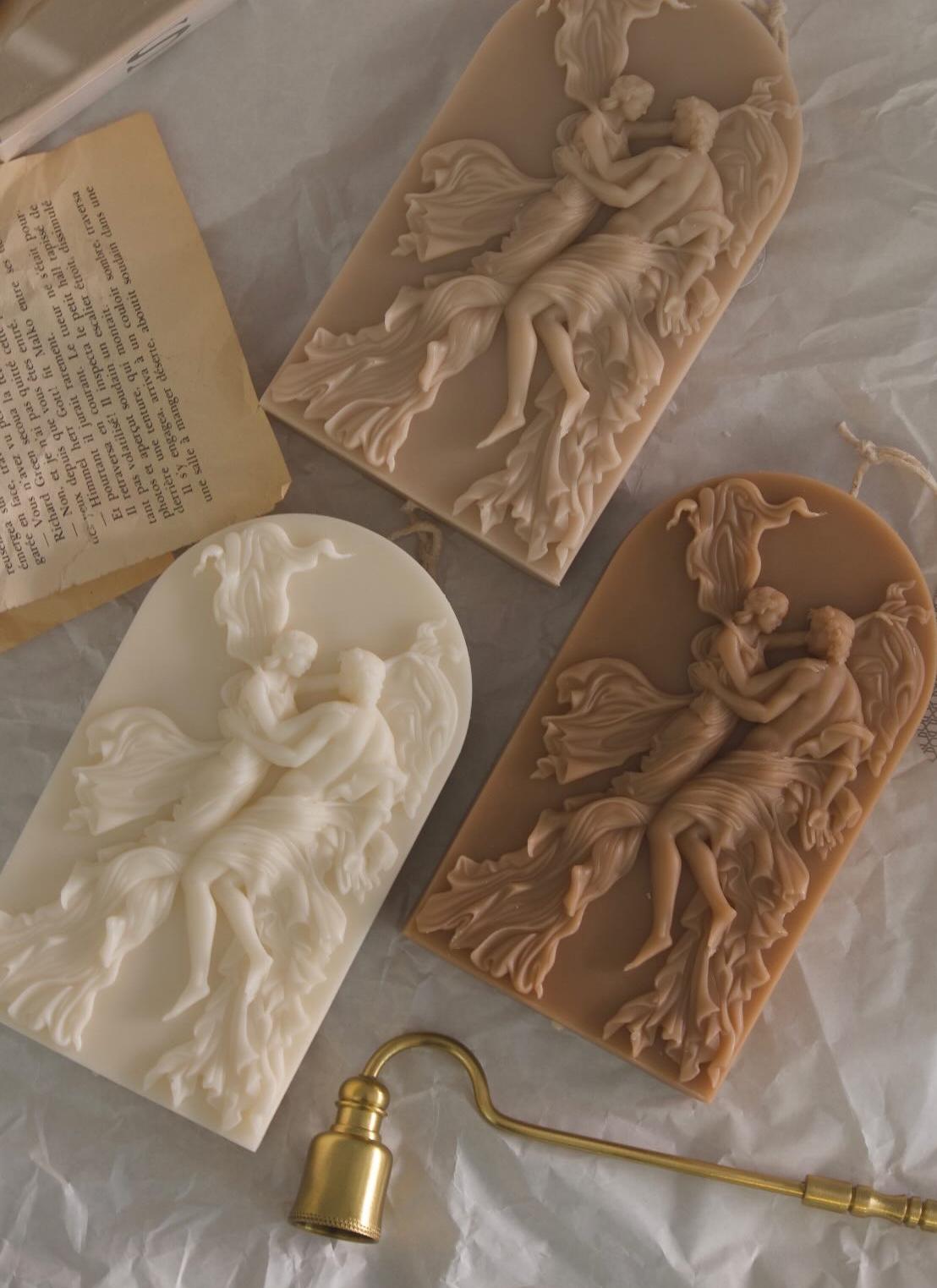 Dekoratif Mum Romeo &juliet Model Adem Havva Model Kırık Beyaz