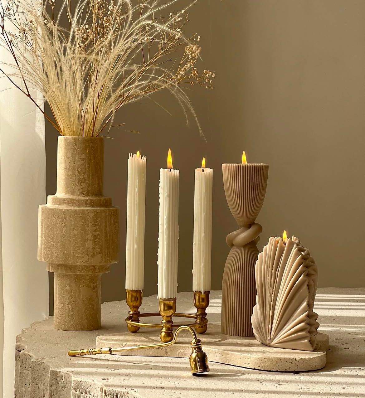 şamdanlık mum 3 adet +duyum 1adet +palm toplam 5 parça