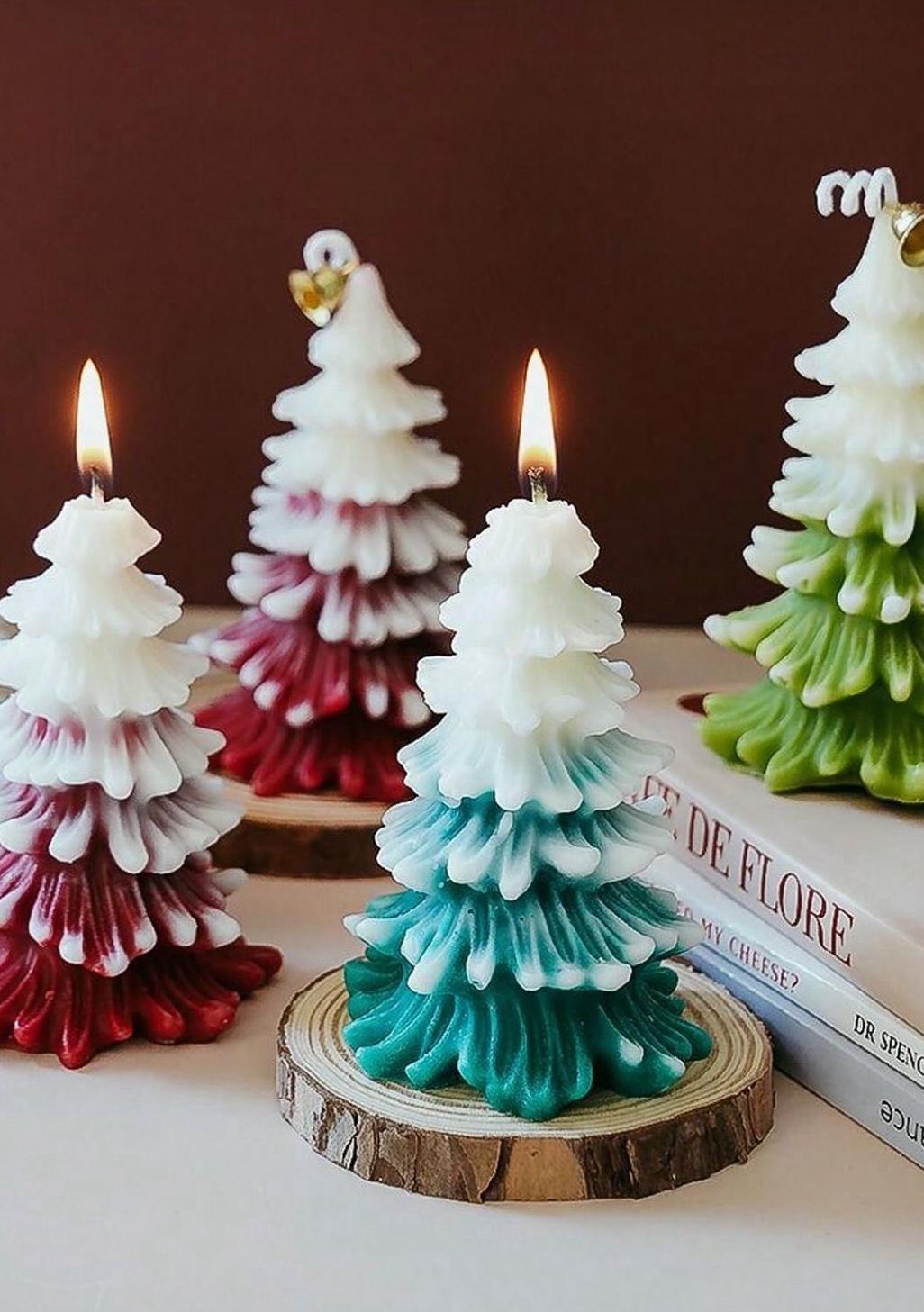 Dekoratif Mum Çam ağaç Üst Beyaz Altı kımızı tekli ürün