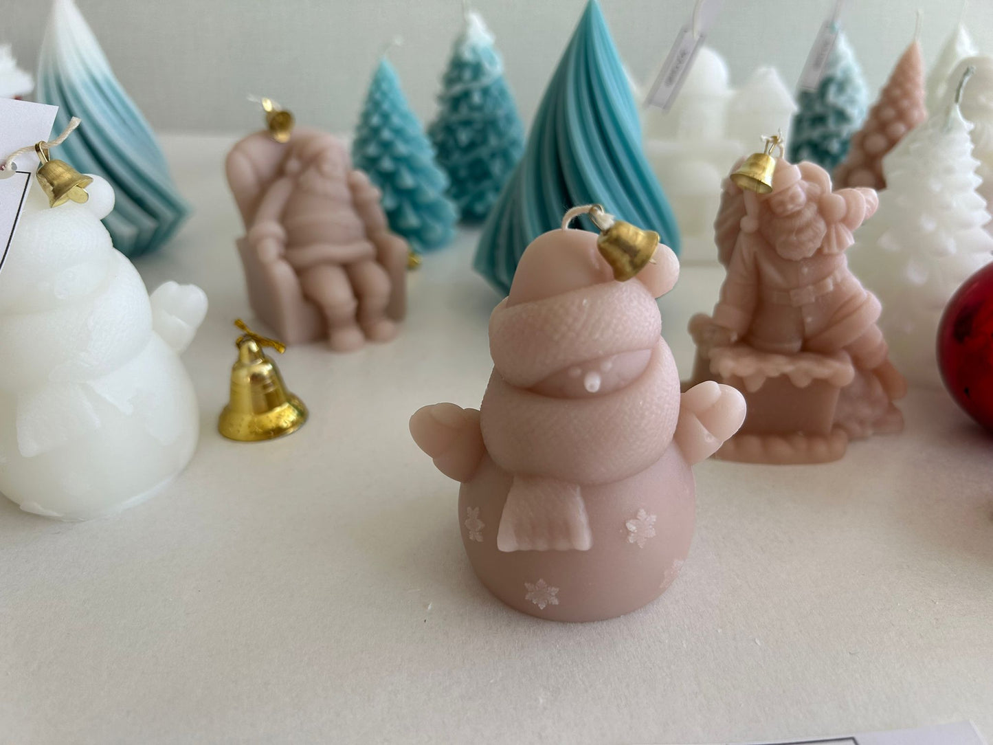 Kardan Adam Yeni Yıl Chiristmast Kahverengi Noel Baba Yeni Yıl mum tekli Mum