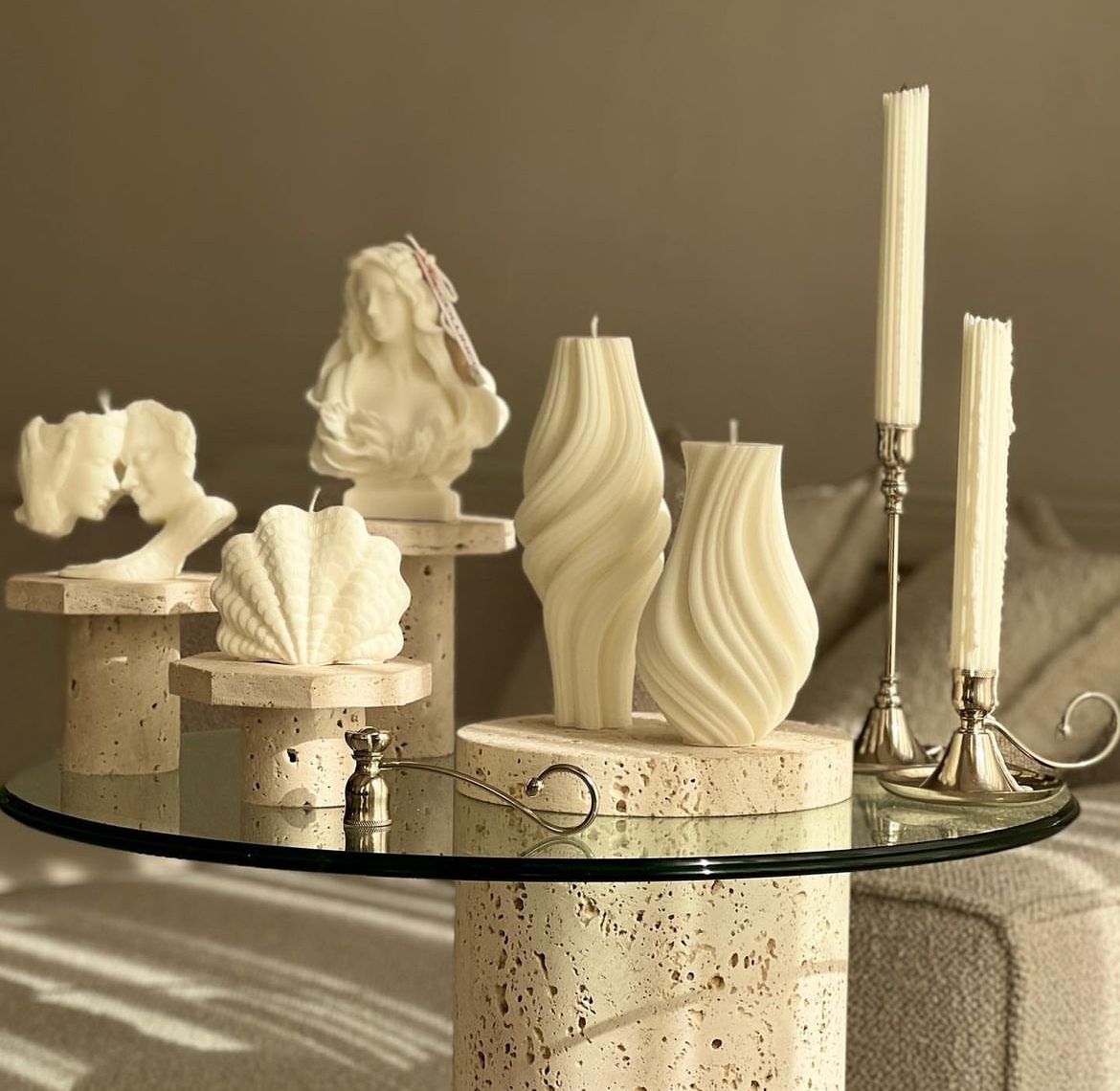 Melek Kadın Dekoratif Kahverengi Mum