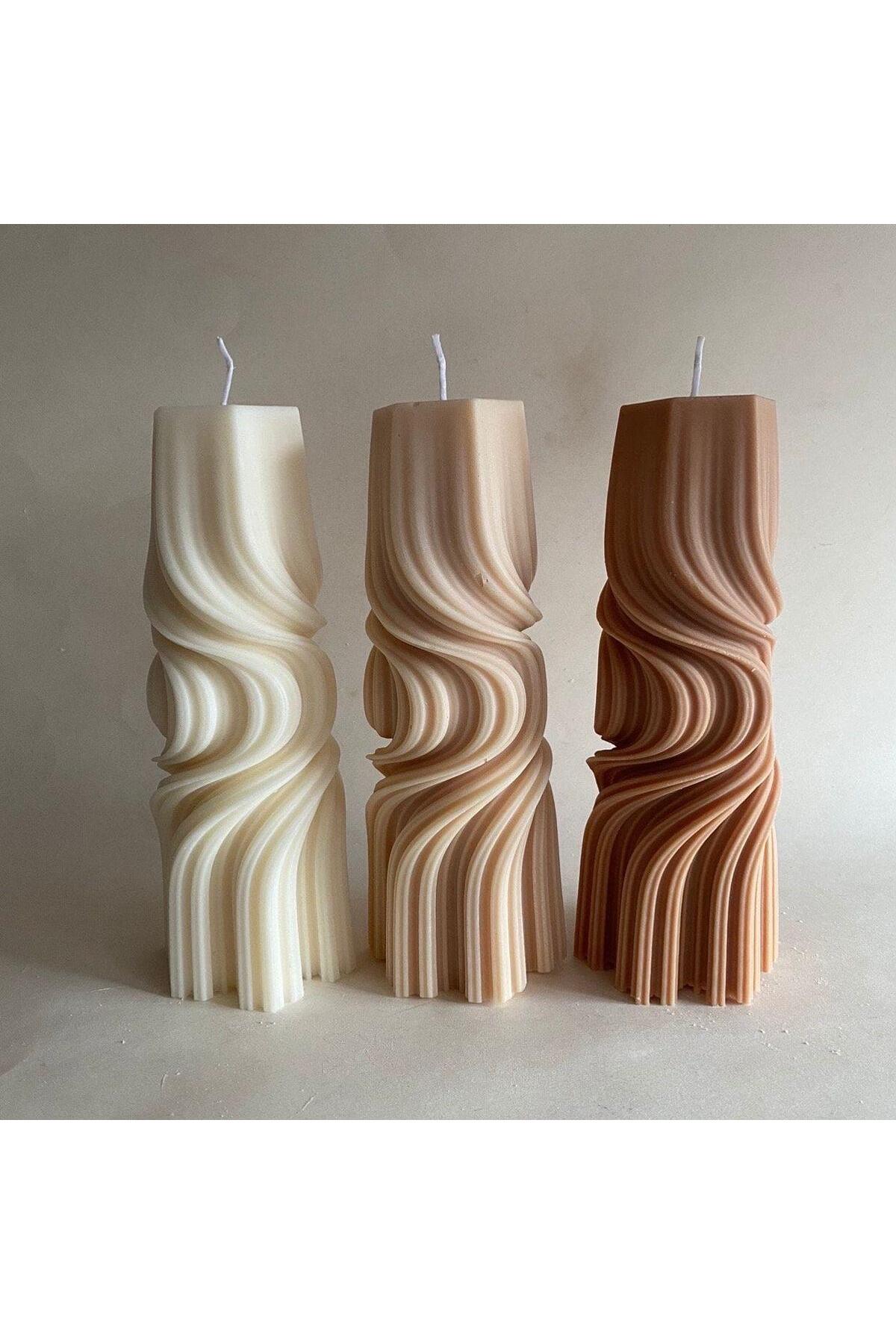 Dekoratif Dalga Mum Sütlü Kahve 20x5 cm – görsel 2