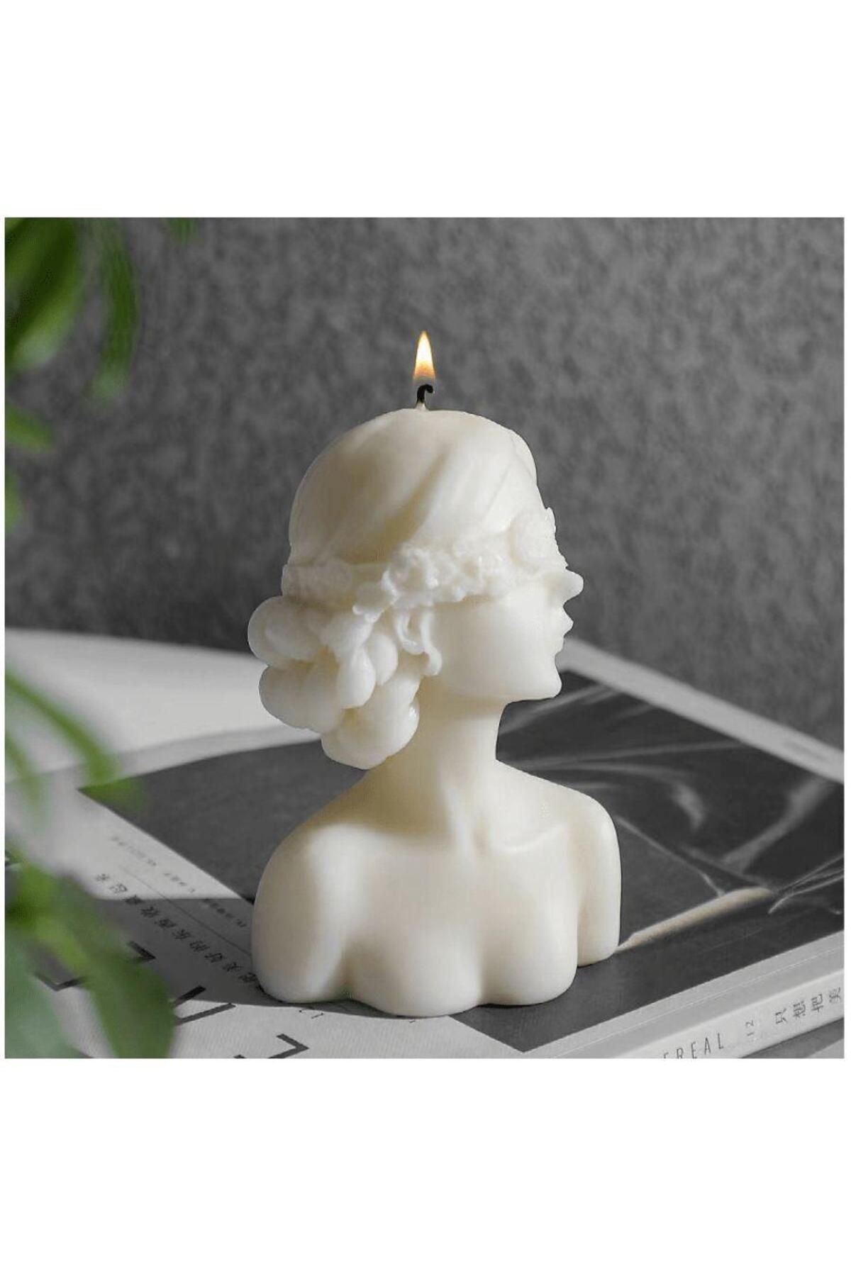 Dekoratif Kadın Mum Beyaz %100 Soya Wax Kokulu – görsel 4