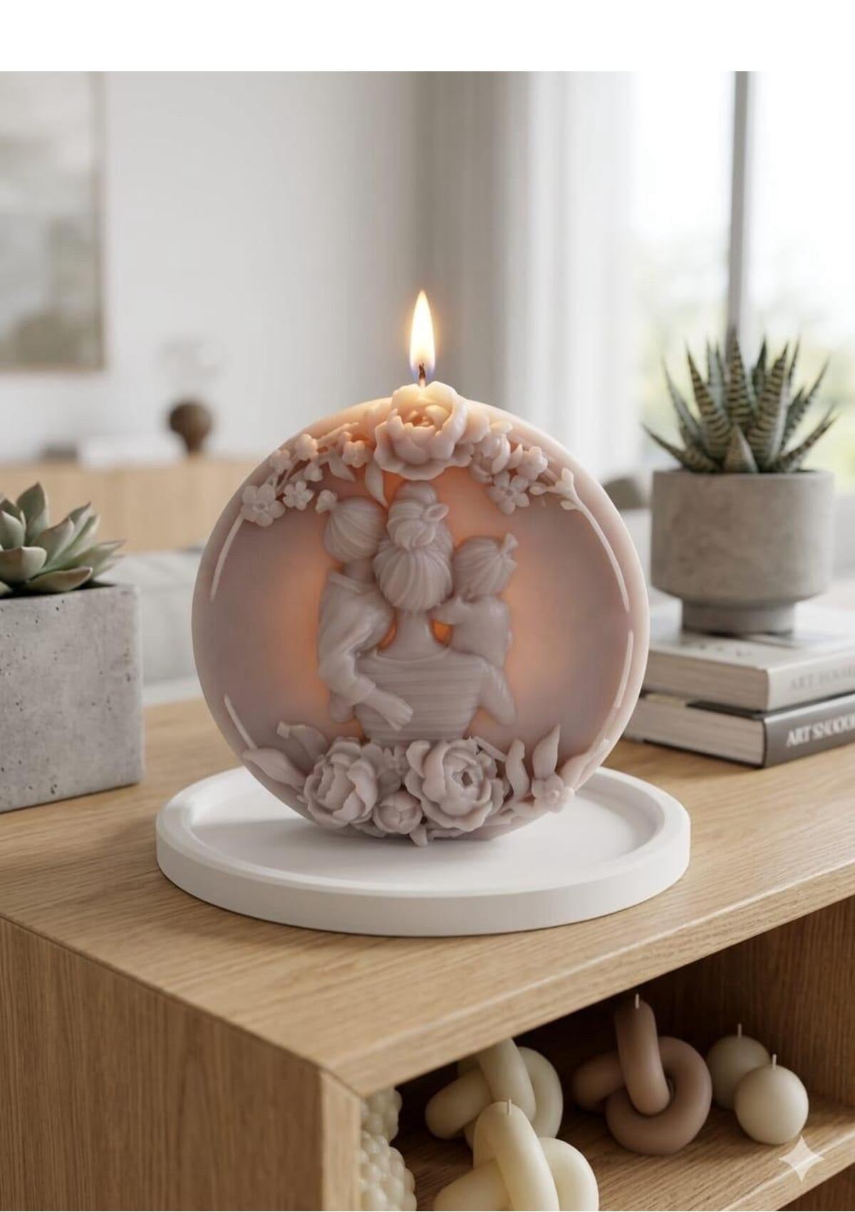 Dekoratif Mum Anne Çocuk Mum Kum 15x15