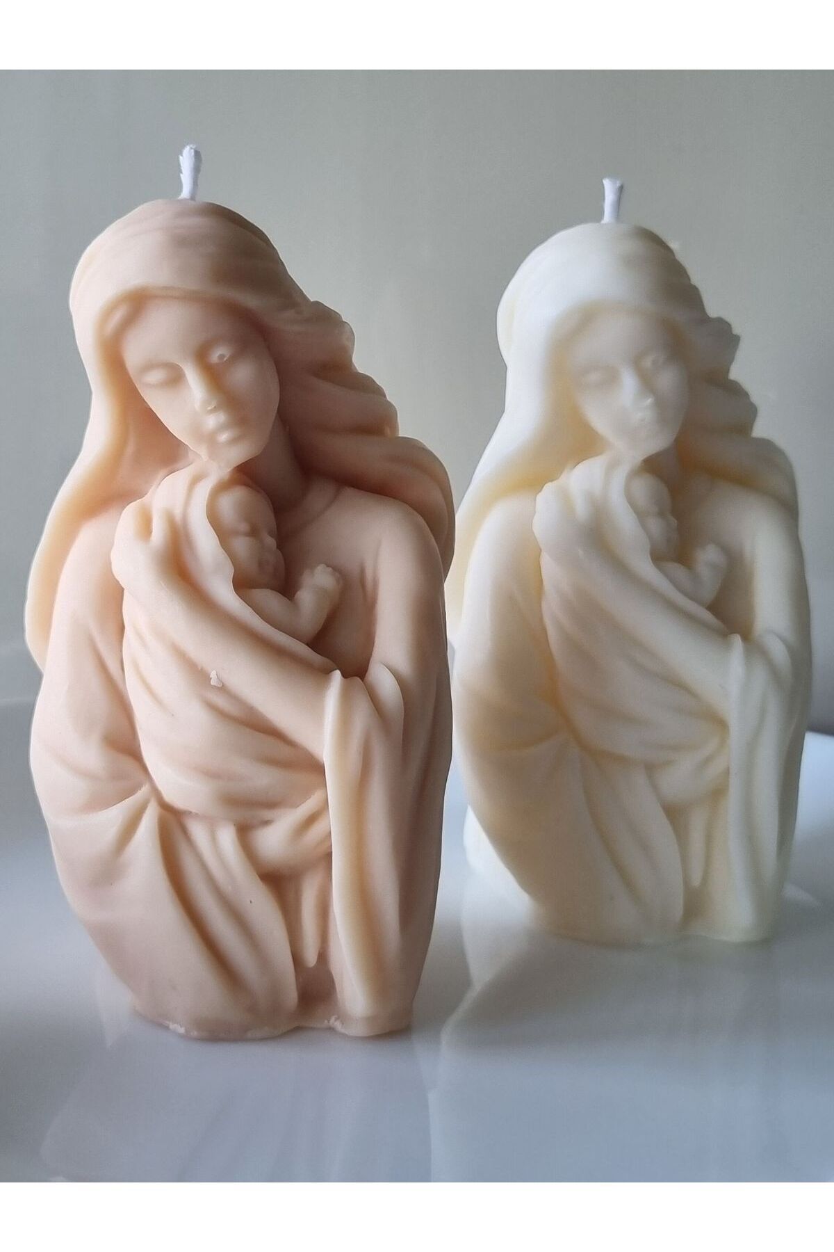 Dekoratif Mum Anne Cocuk Sütlü Kahve Lüks Mum 12x6 cm – görsel 2