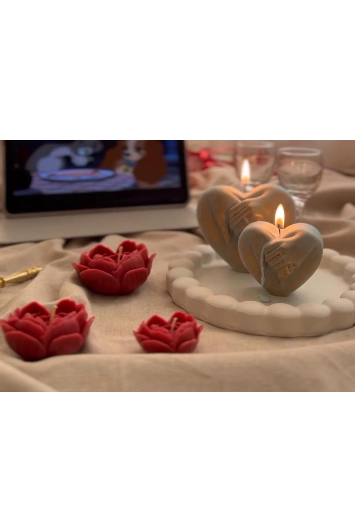 Dekoratif Mum Aşk Love El Beyaz – görsel 2