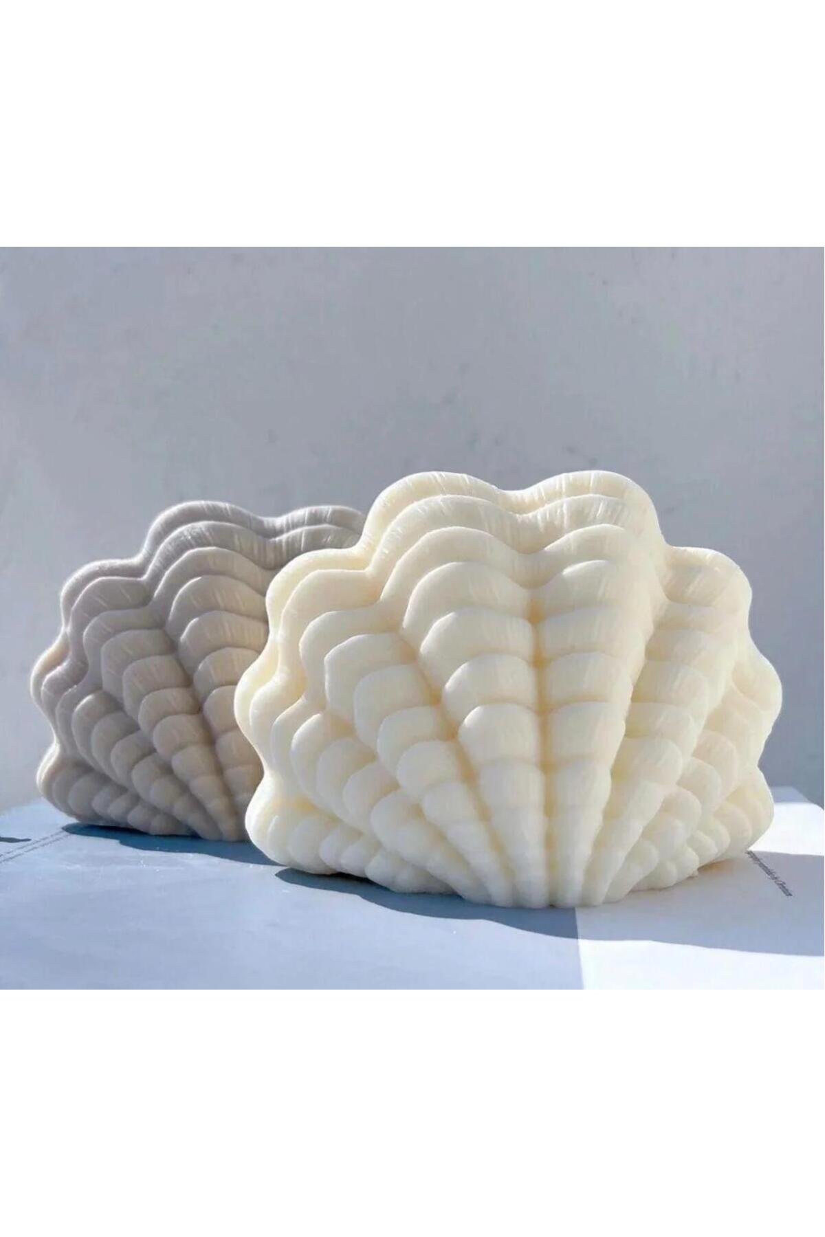 Dekoratif Mum Deniz Kabuğu Gri Tekli 10x13,50 cm – görsel 2