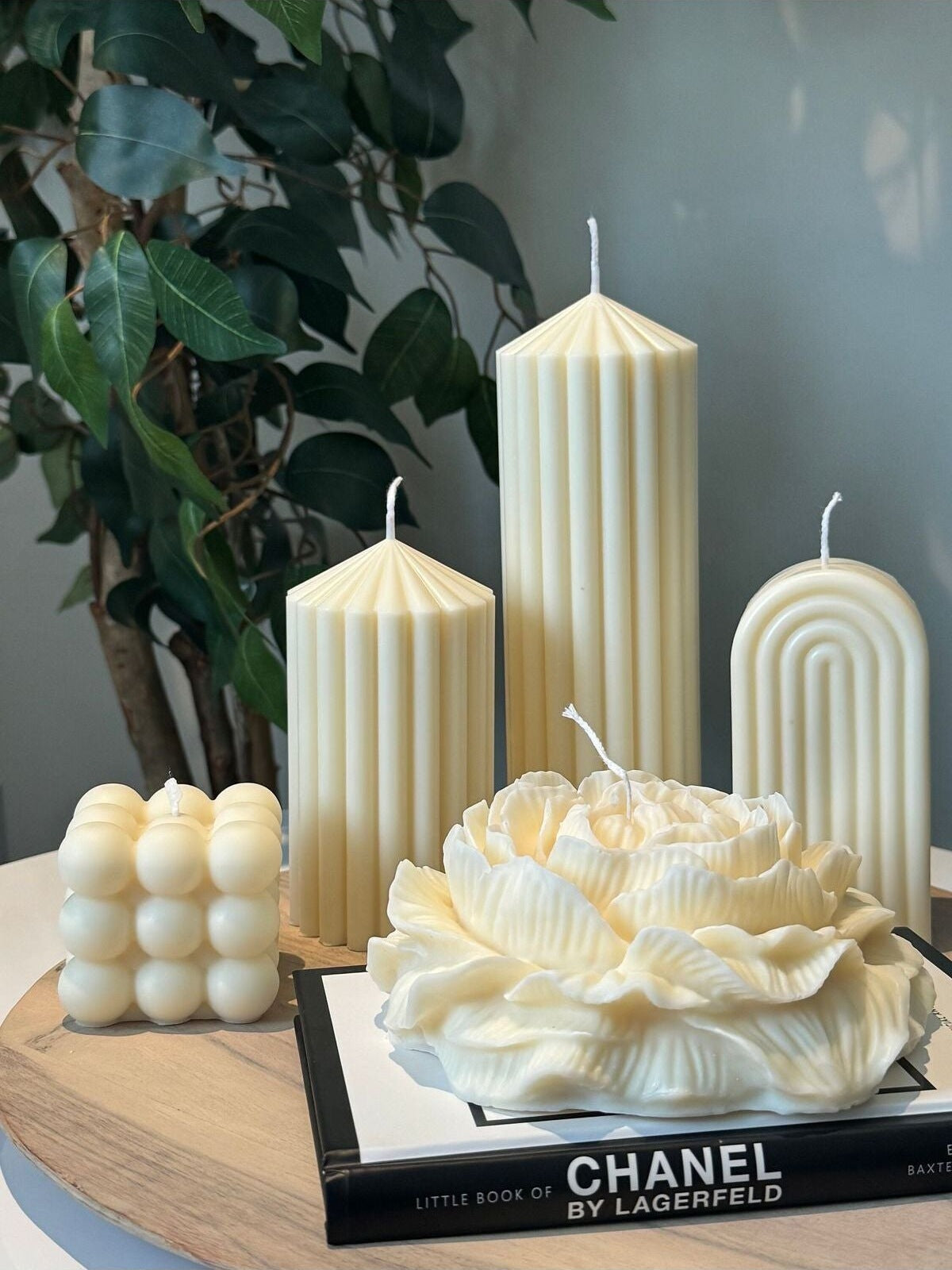 Dekoratif Mum Gökkuşağı ve Çokgen ve Çiçek ve Bubble 5'li Set
