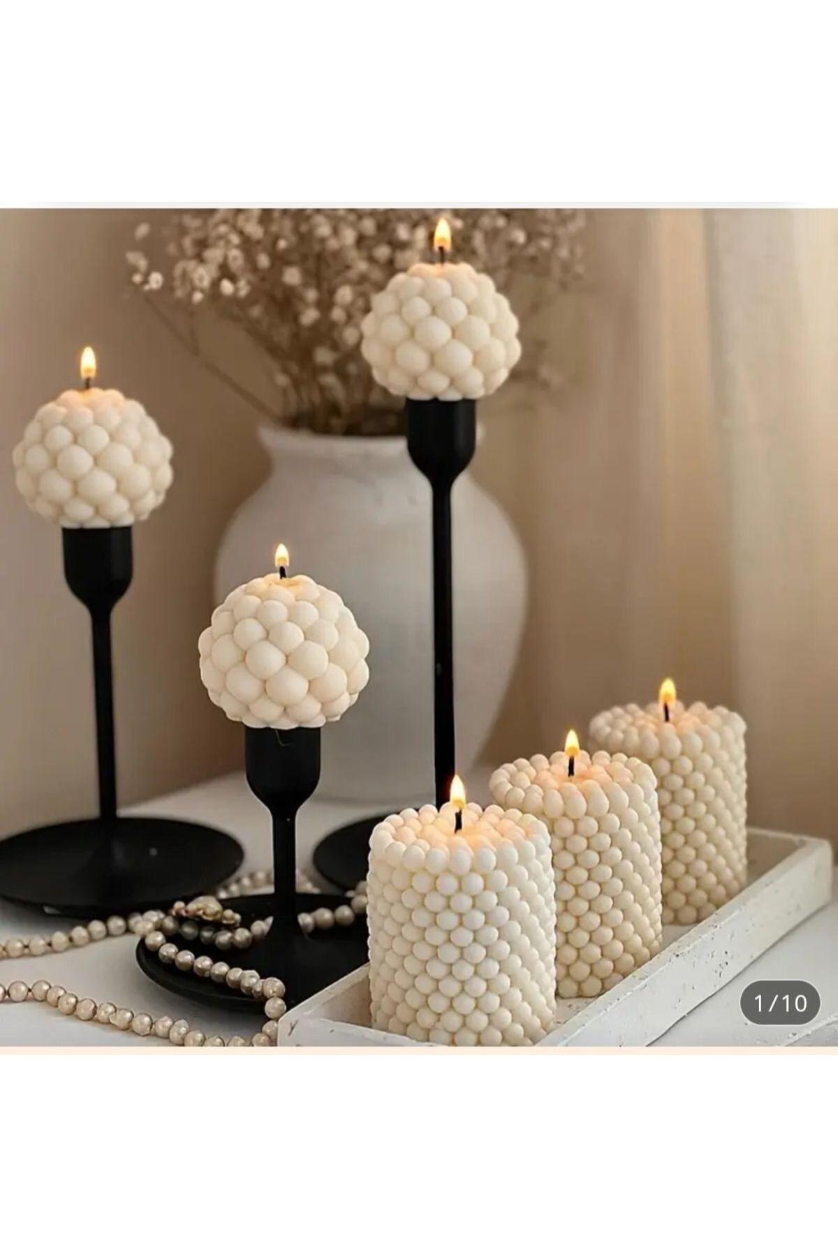 Dekoratif Mum İnci Top Toplam 6 Parça – görsel 2
