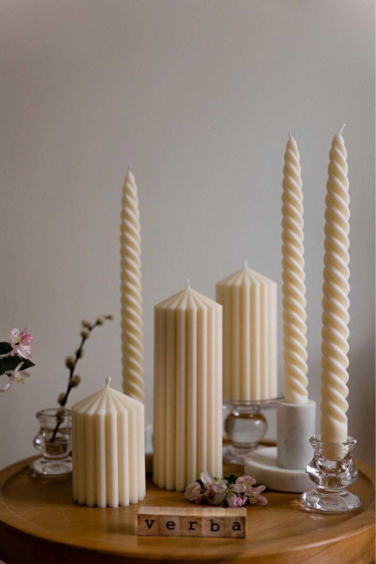Dekoratif Mum Lüks Mum Çokgen 20 cm 10 cm 15 cm Uzunluk Çap 6 Cm20x6-15x6 10x6 cm – görsel 4