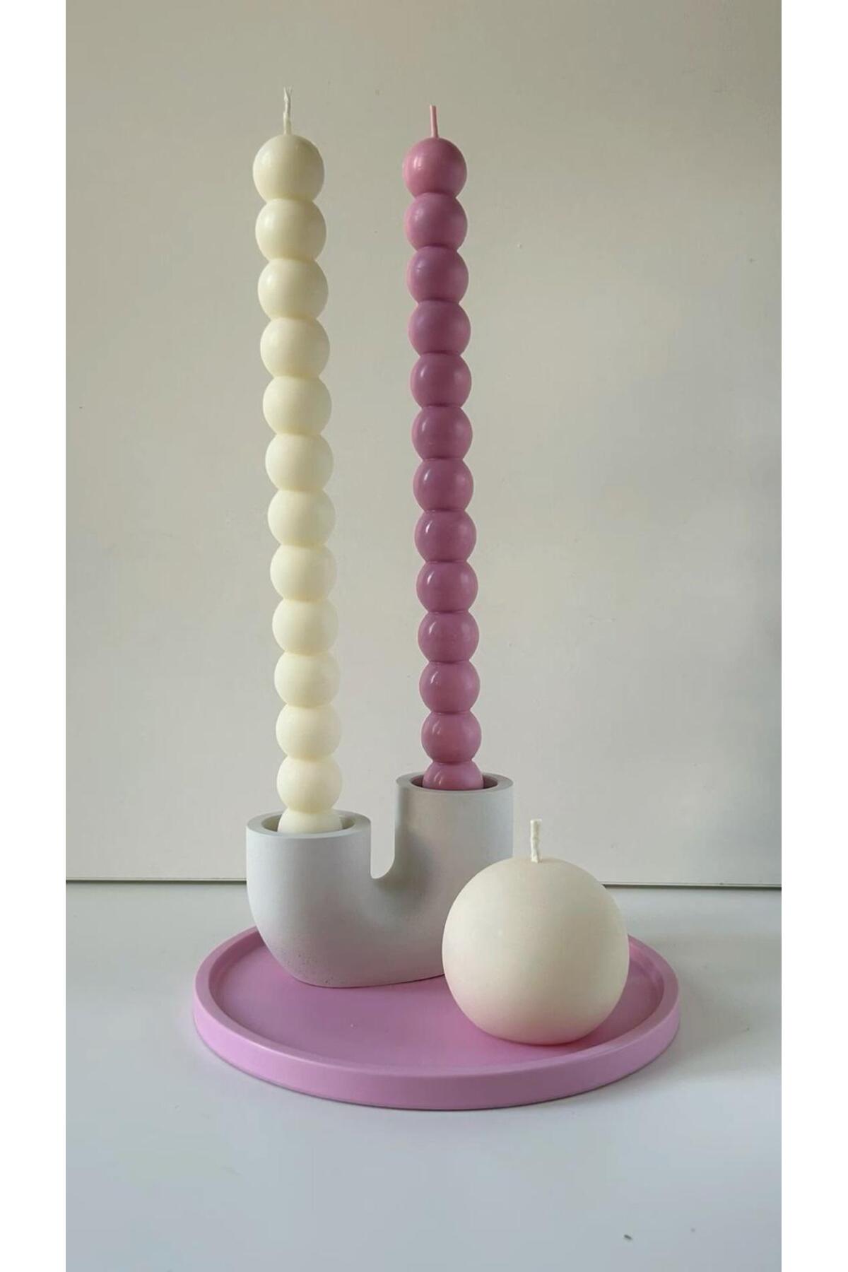 Dekoratif Mum Şamdanlık Mum Top 3 Parça 20x2,2 cm – görsel 3