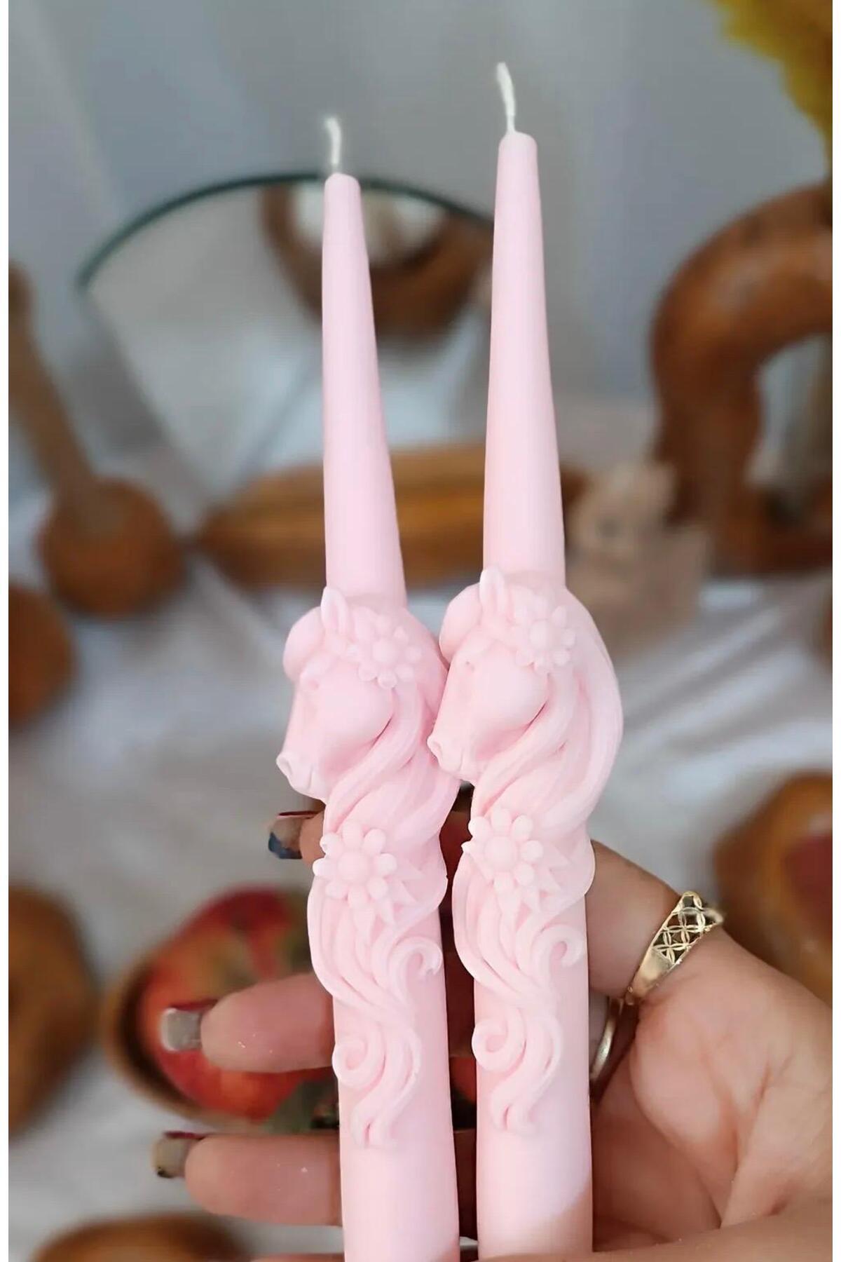 Dekoratif Şamdan Mumu 2'li Pembe