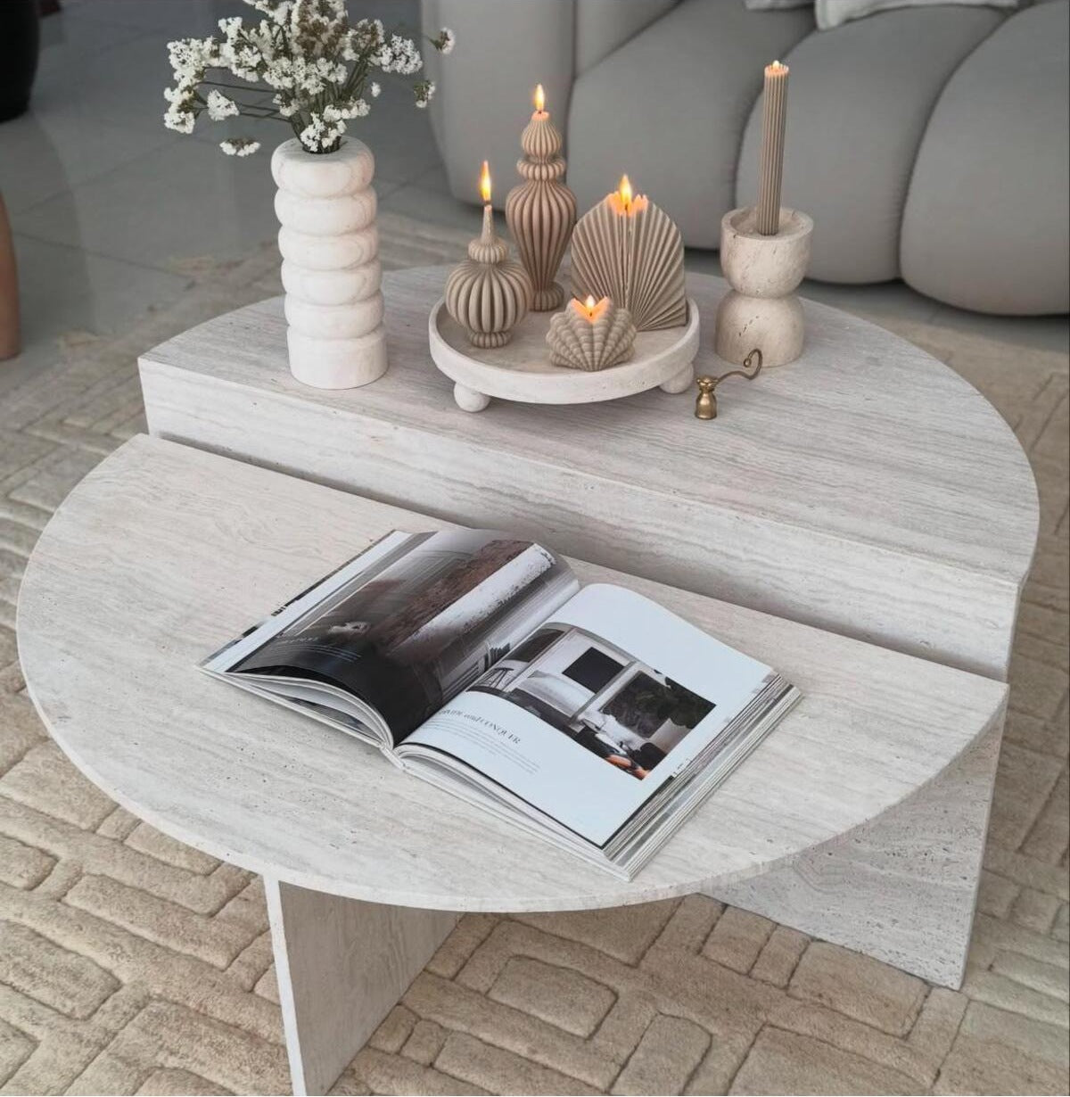 Dekoratif Soya Mum Marakeş + Palm + Marakeş + Deniz Kabuğu + Çizgili Şamdan Mum Toplam 5 Parça