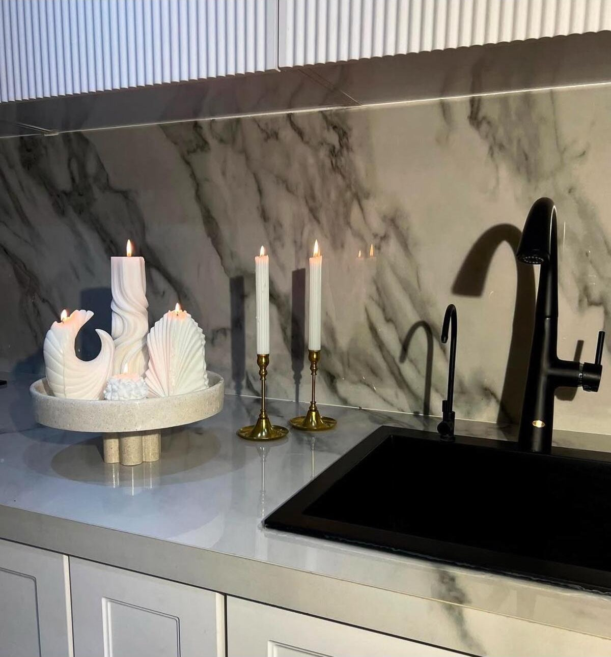 Deoratif Mum Palm ve Ay ve Dalga ve Gül ve Çizgili Mum 6'lı Set