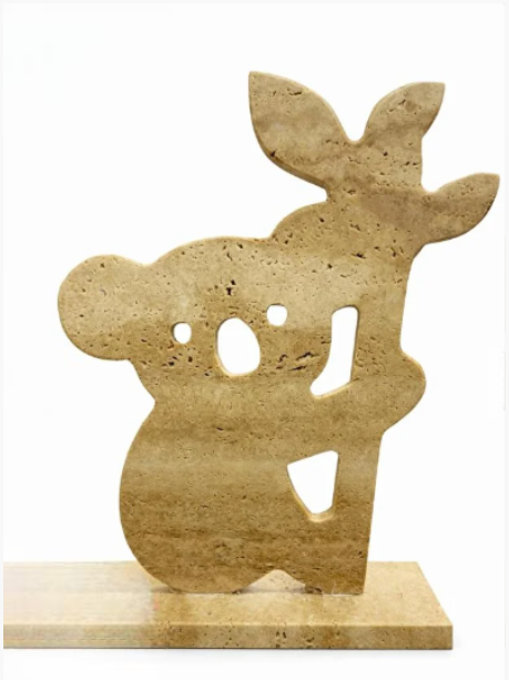 Doğal Traverten Koala Dekoratif Obje – Modern Taş Biblo , Boyut/Ebat 20 x 40