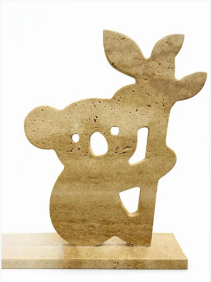 Doğal Traverten Koala Dekoratif Obje – Modern Taş Biblo , Boyut/Ebat 20 x 40