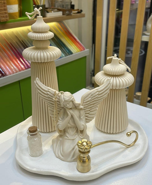 Dekoratif Mum Kanatlı Melek Açık Kahve Candle